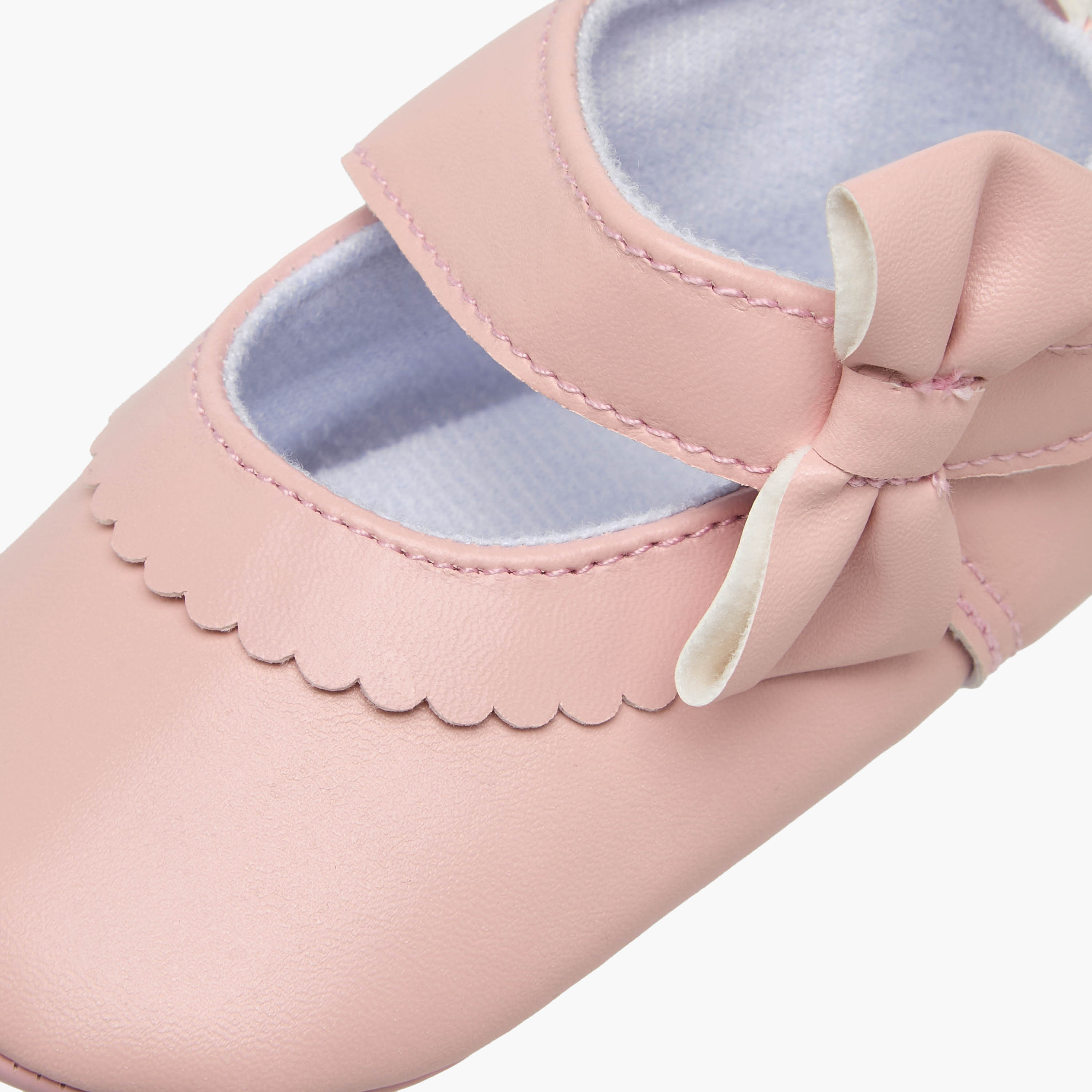 Juniors Booties with Bow Applique and Scalloped Edge-baby-girls-shoes-closedshoes-image-4