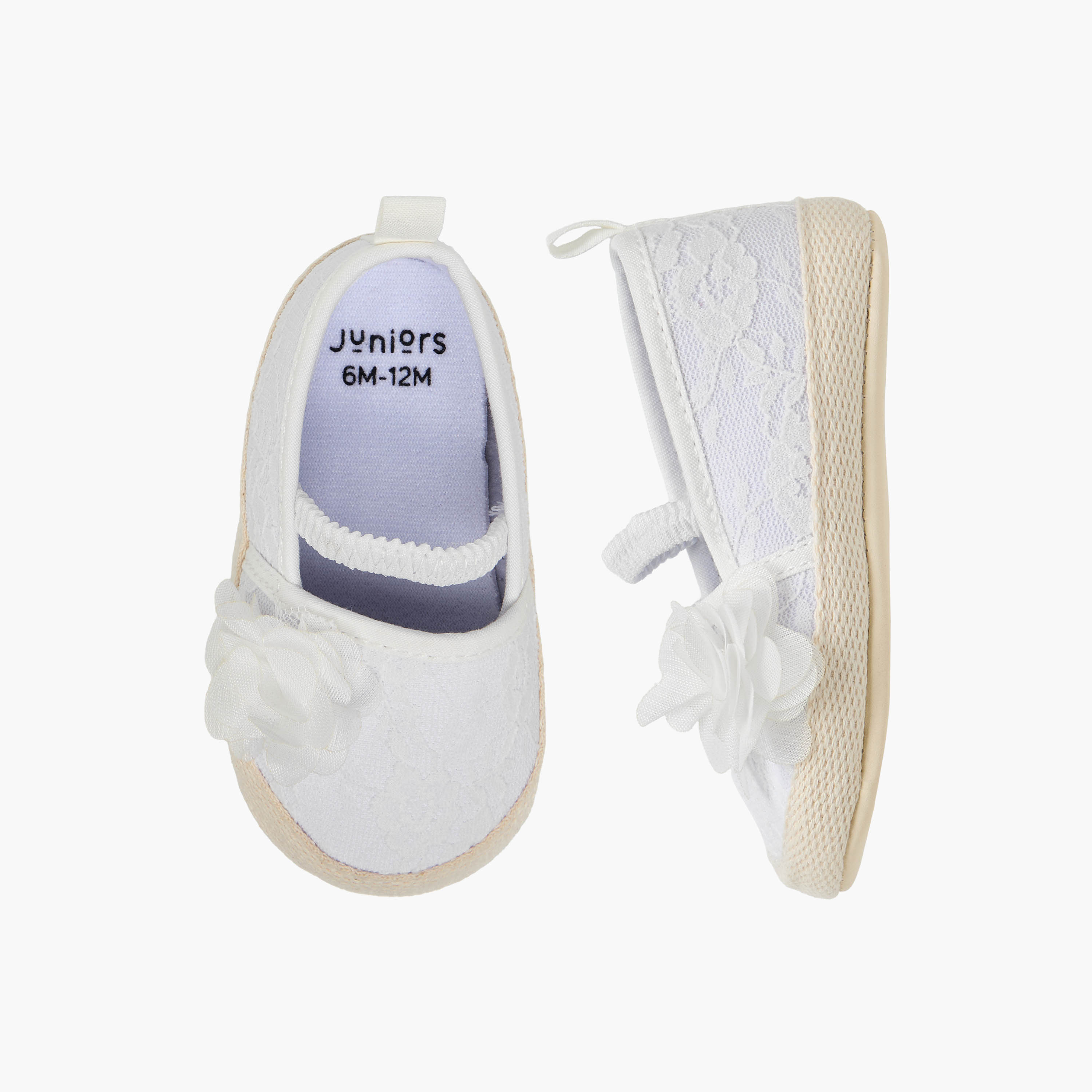 Juniors Booties with Floral Applique, Lace-baby-girls-shoes-closedshoes-image-1