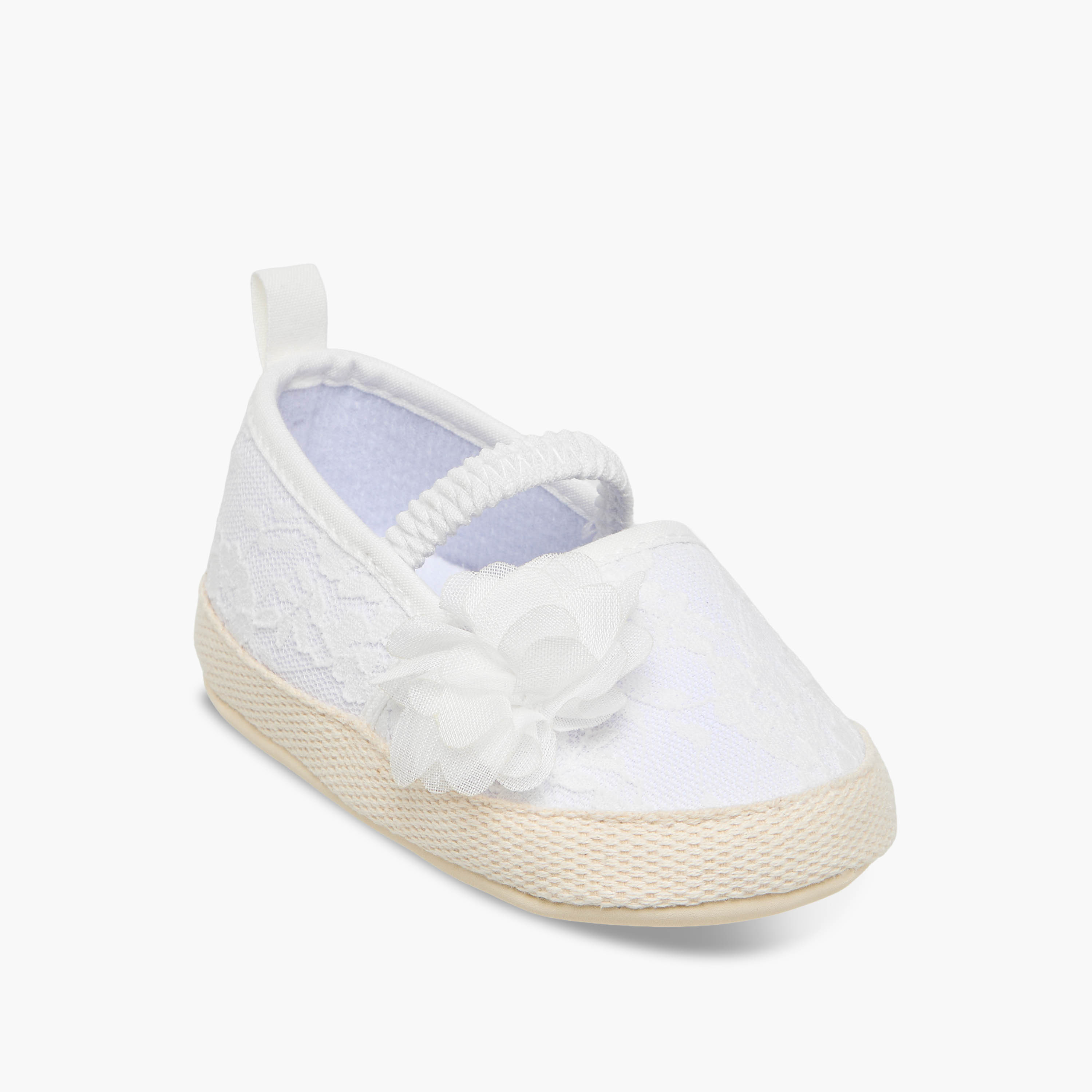 Juniors Booties with Floral Applique, Lace-baby-girls-shoes-closedshoes-image-2