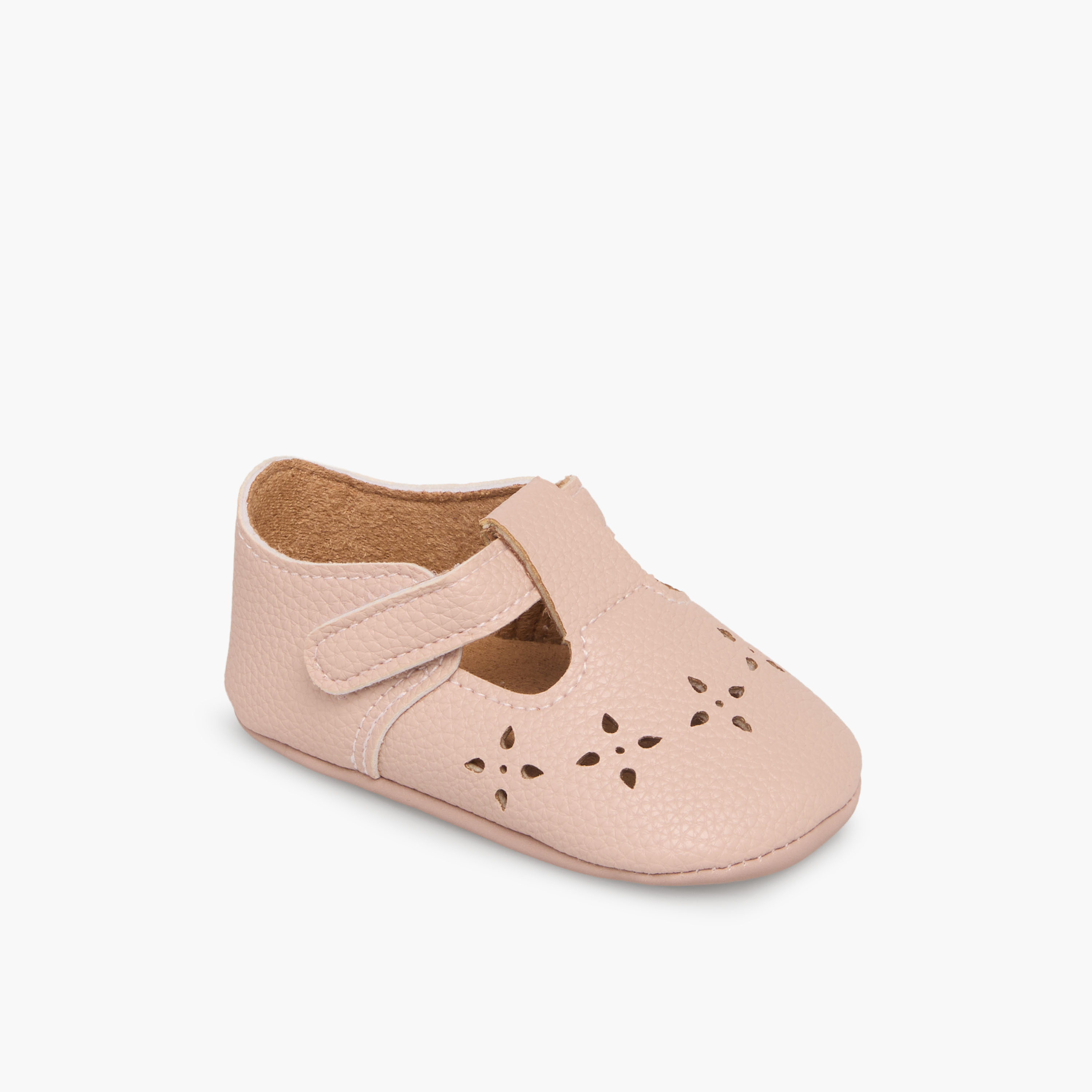 Juniors Booties with Hook and Loop Closure, Perforated Design-baby-girls-shoes-closedshoes-image-2
