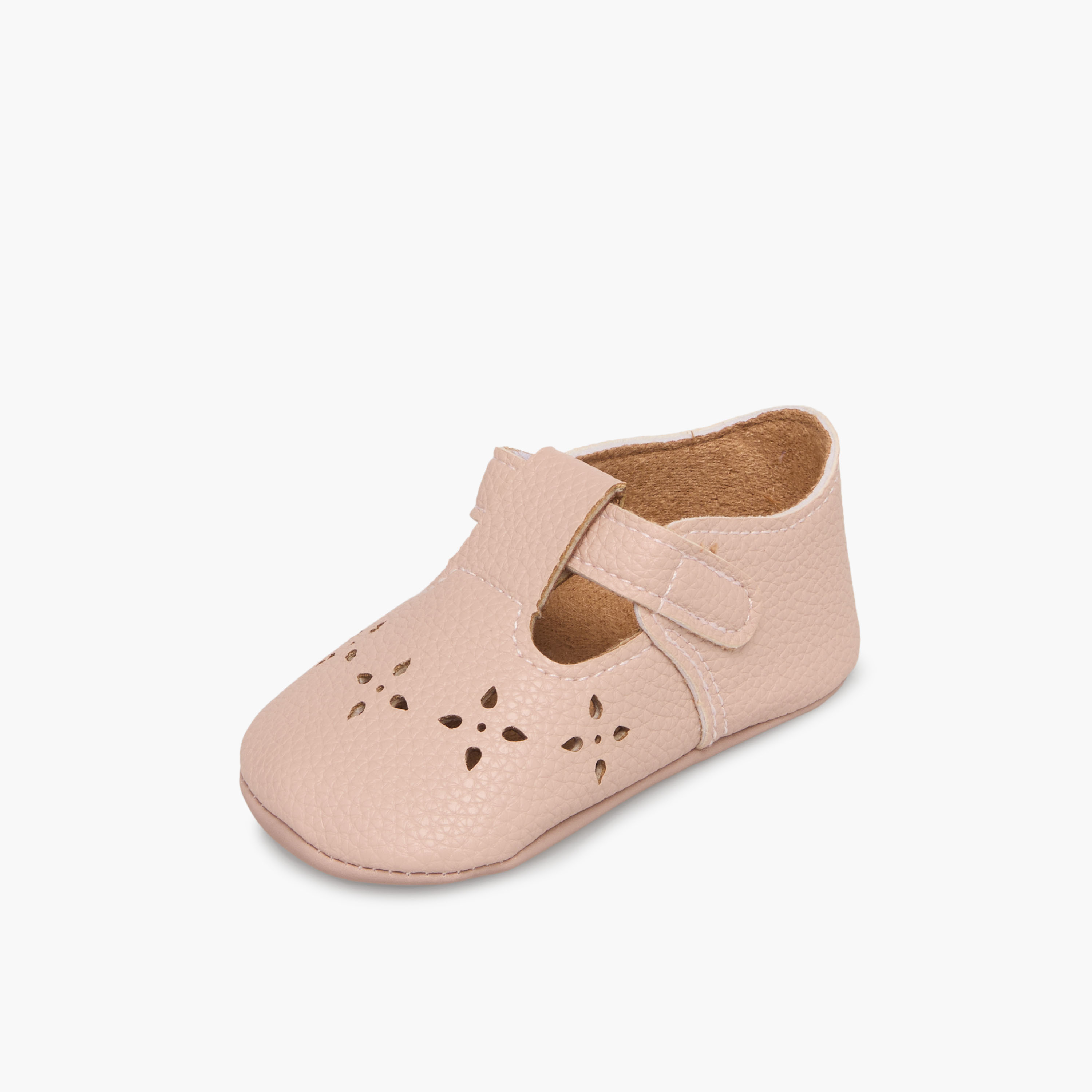 Juniors Booties with Hook and Loop Closure, Perforated Design-baby-girls-shoes-closedshoes-image-4