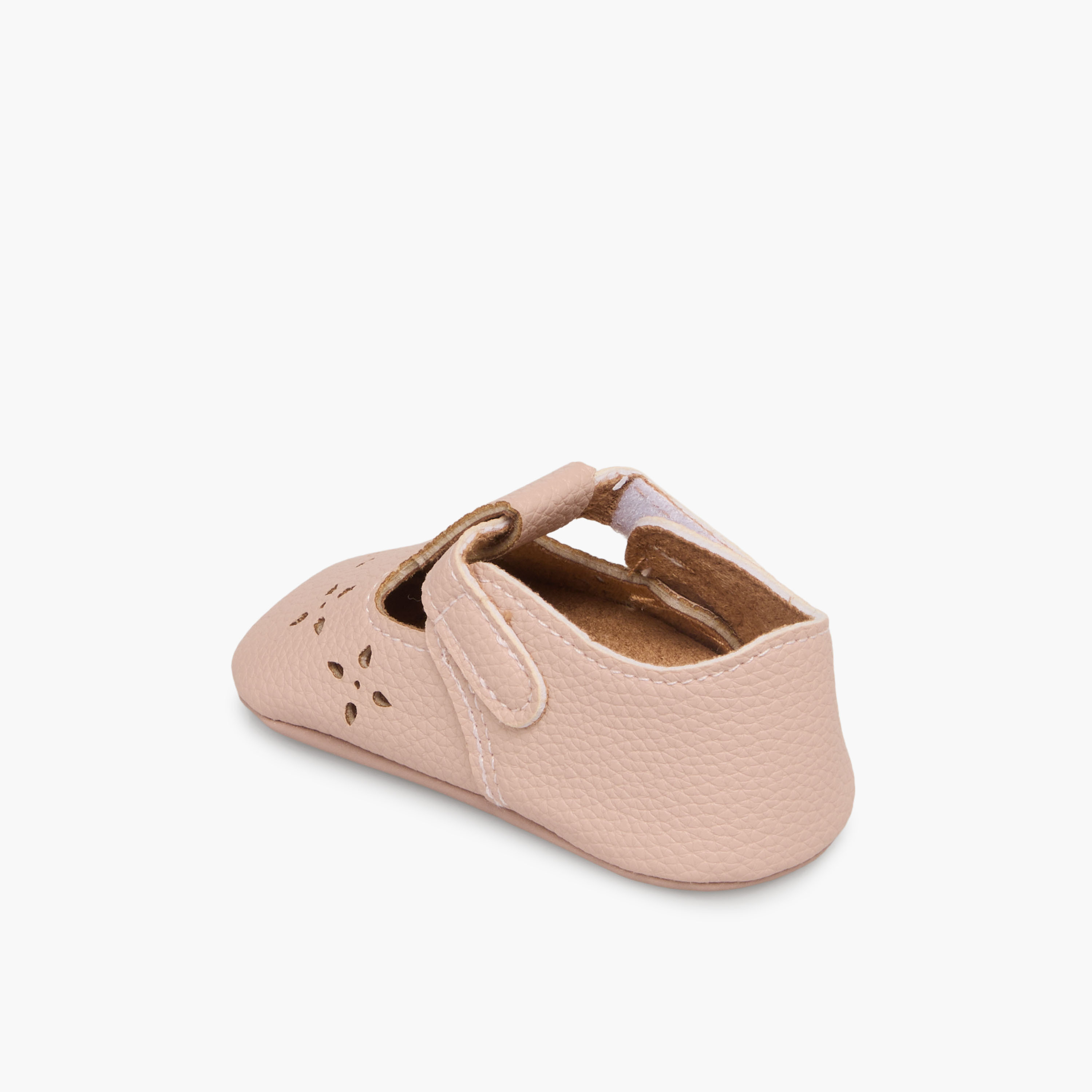 Juniors Booties with Hook and Loop Closure, Perforated Design-baby-girls-shoes-closedshoes-image-5
