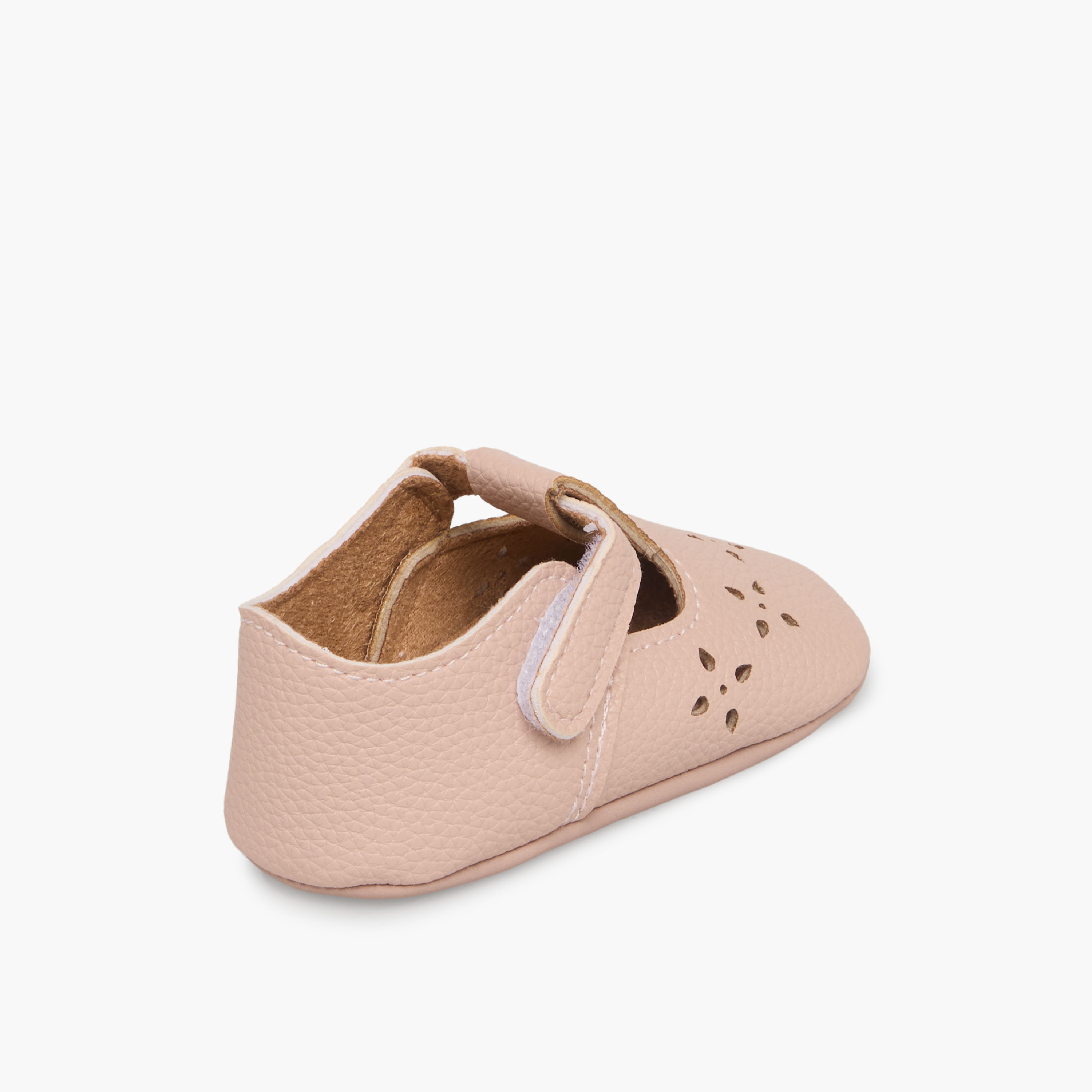 Juniors Booties with Hook and Loop Closure, Perforated Design-baby-girls-shoes-closedshoes-image-6
