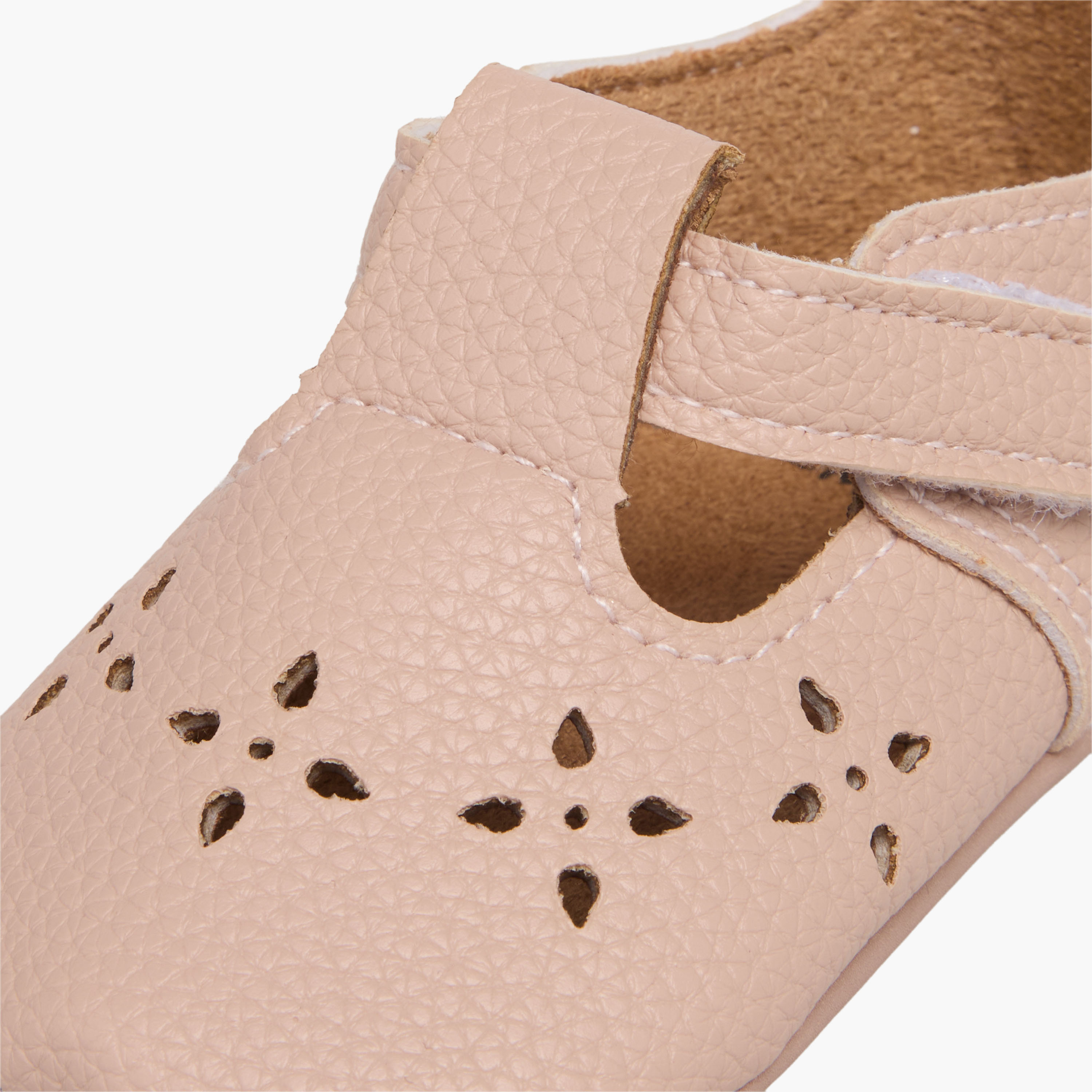 Juniors Booties with Hook and Loop Closure, Perforated Design-baby-girls-shoes-closedshoes-image-7