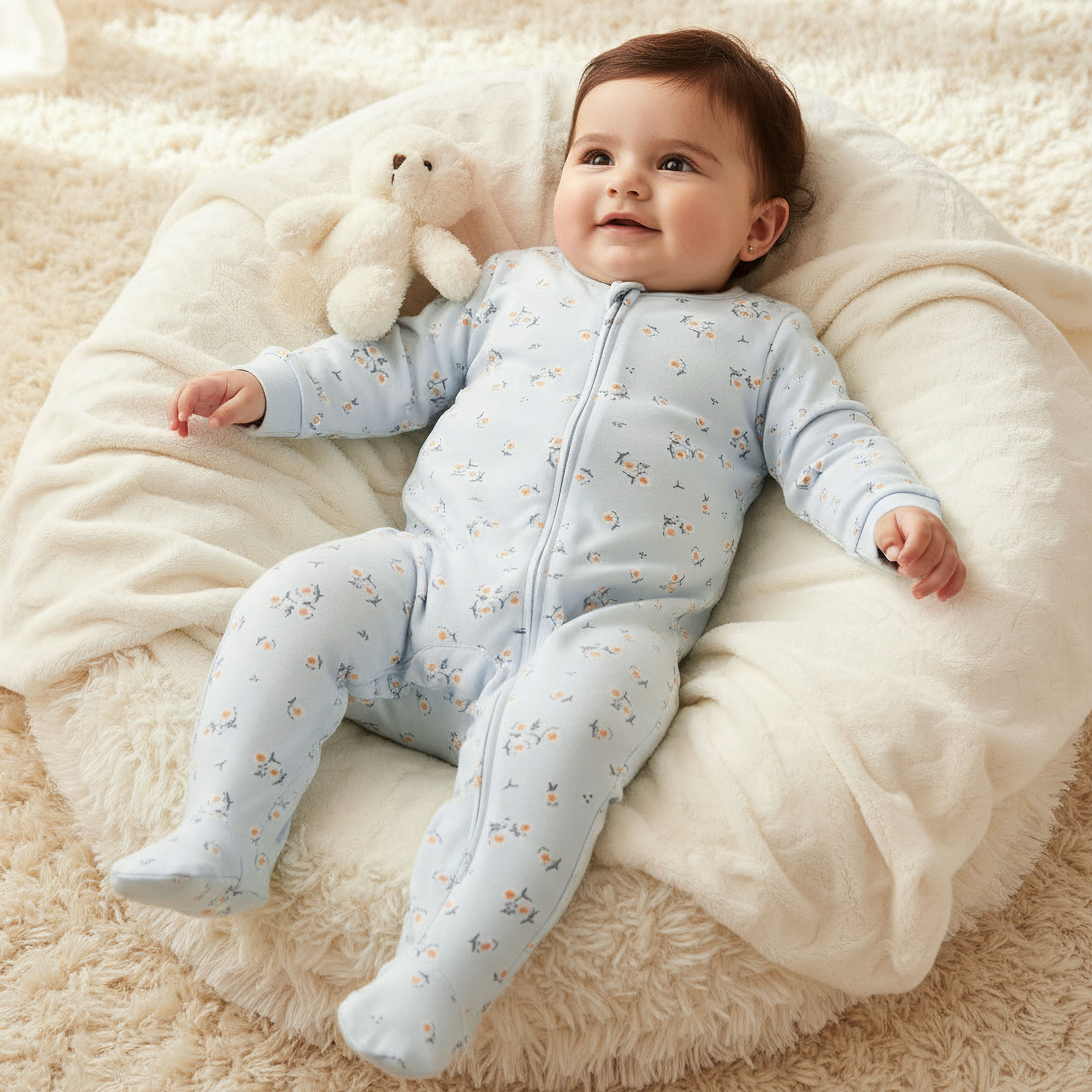 Juniors Cotton Round Neck Long Sleeve Sleepsuit with Zip Closure-baby-girls-clothing-nightwear-sleepsuits-image-1