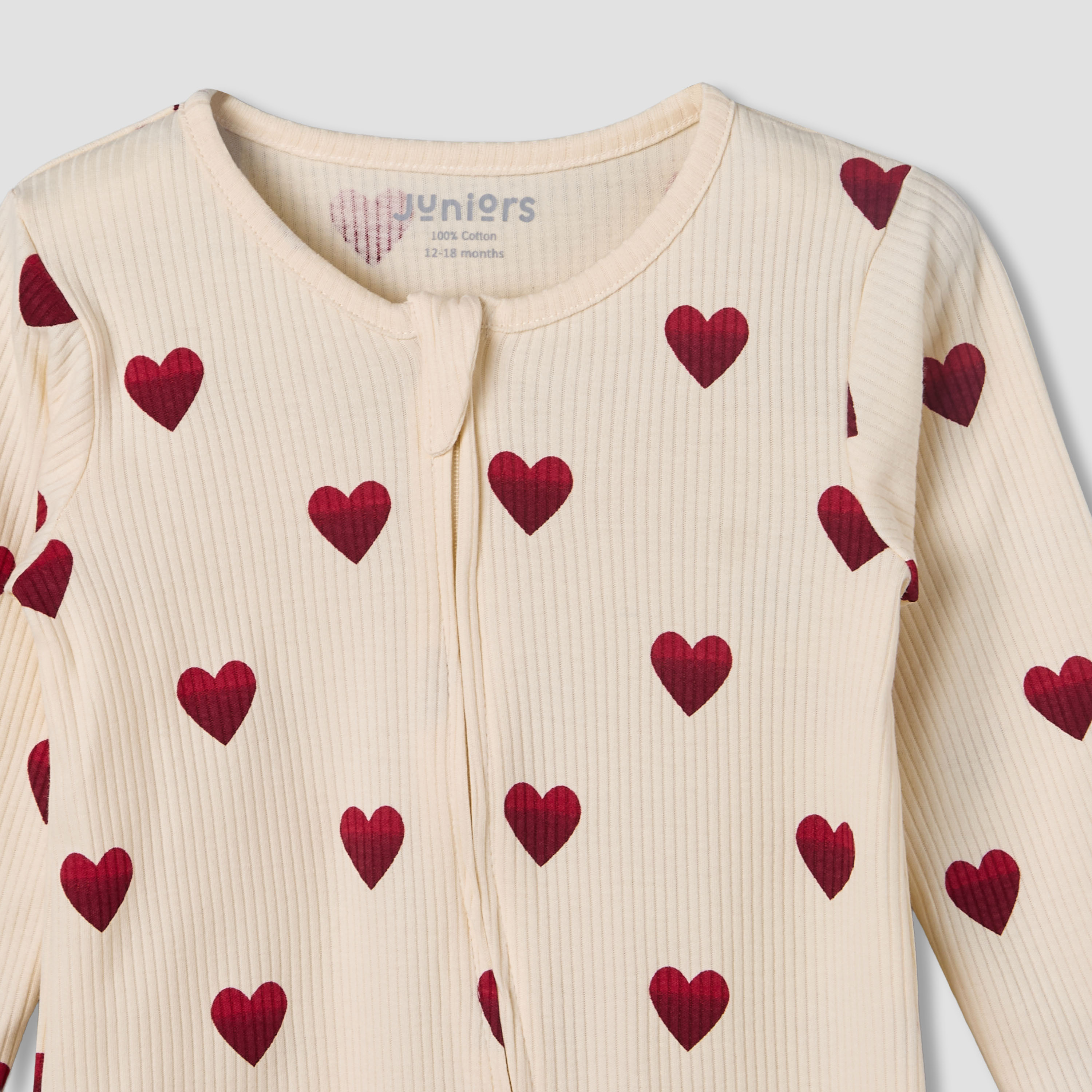 Juniors Cotton Round Neck Long Sleeve Sleepsuit with Zip Closure-baby-girls-clothing-nightwear-sleepsuits-image-4