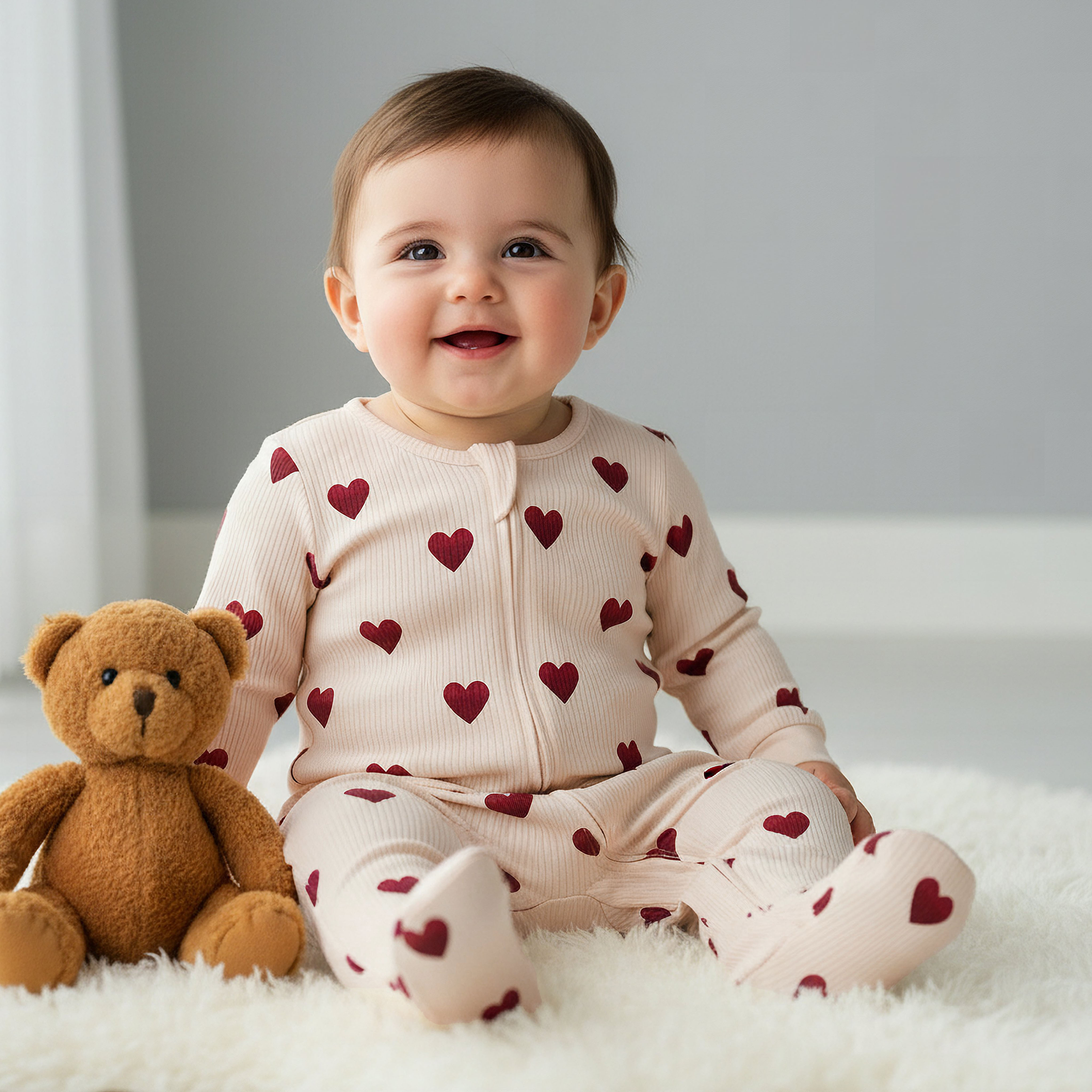 Juniors Cotton Round Neck Long Sleeve Sleepsuit with Zip Closure-baby-girls-clothing-nightwear-sleepsuits-image-1