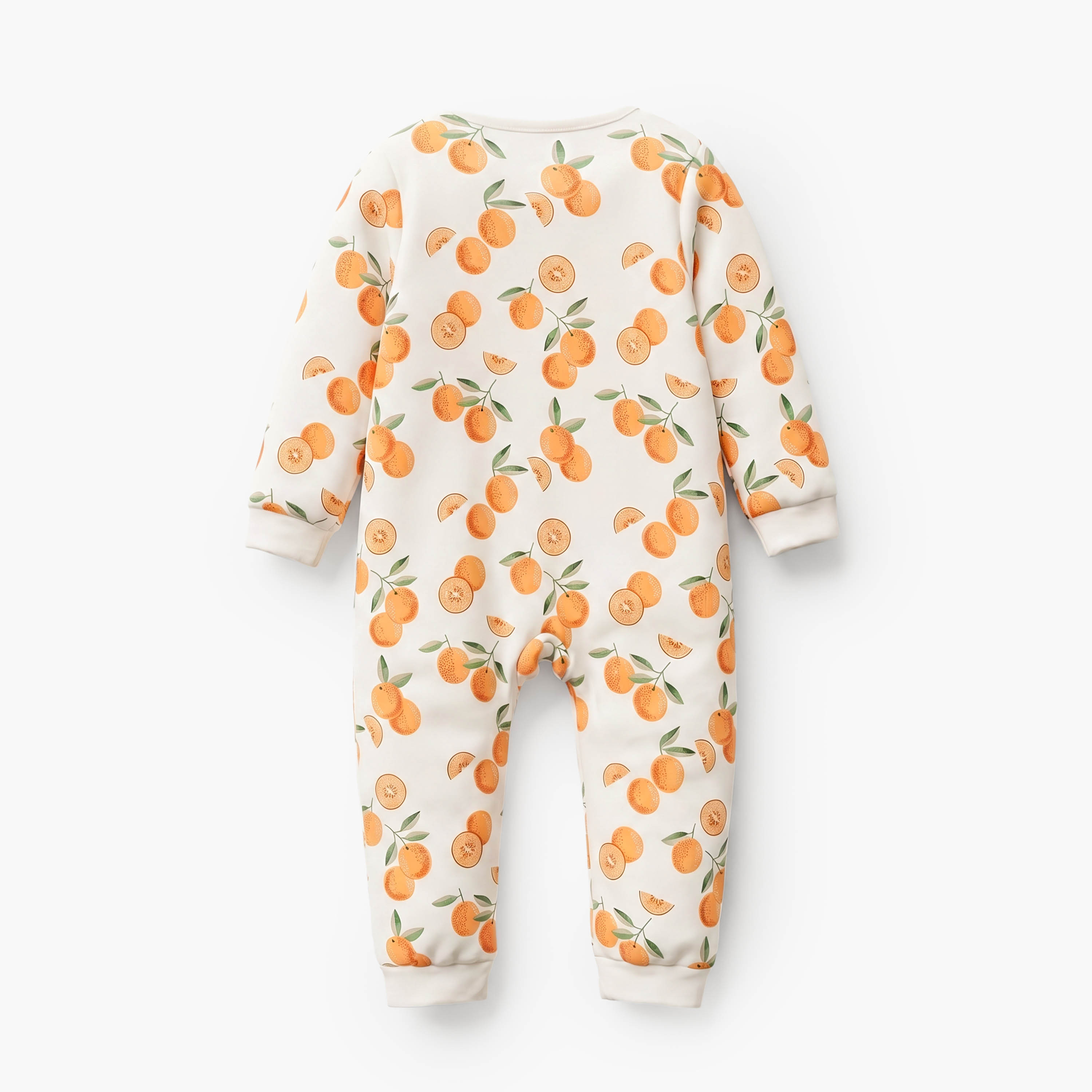 Juniors Cotton Crew Neck Long Sleeves Sleepsuit with Orange Print-baby-girls-clothing-nightwear-sleepsuits-image-3