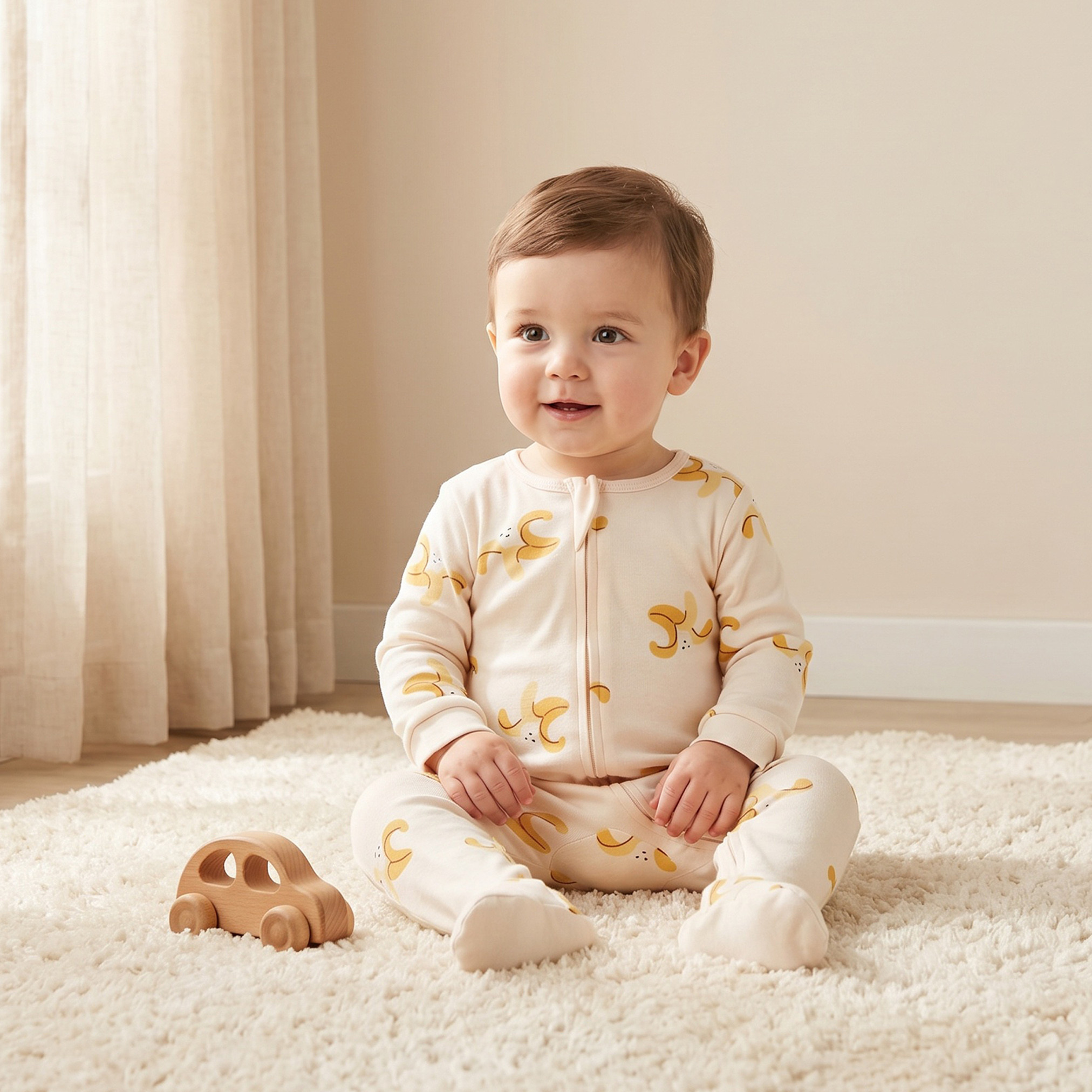 Juniors Cotton Crew Neck Long Sleeves Sleepsuit with Zip Closure-baby-girls-clothing-nightwear-sleepsuits-image-1