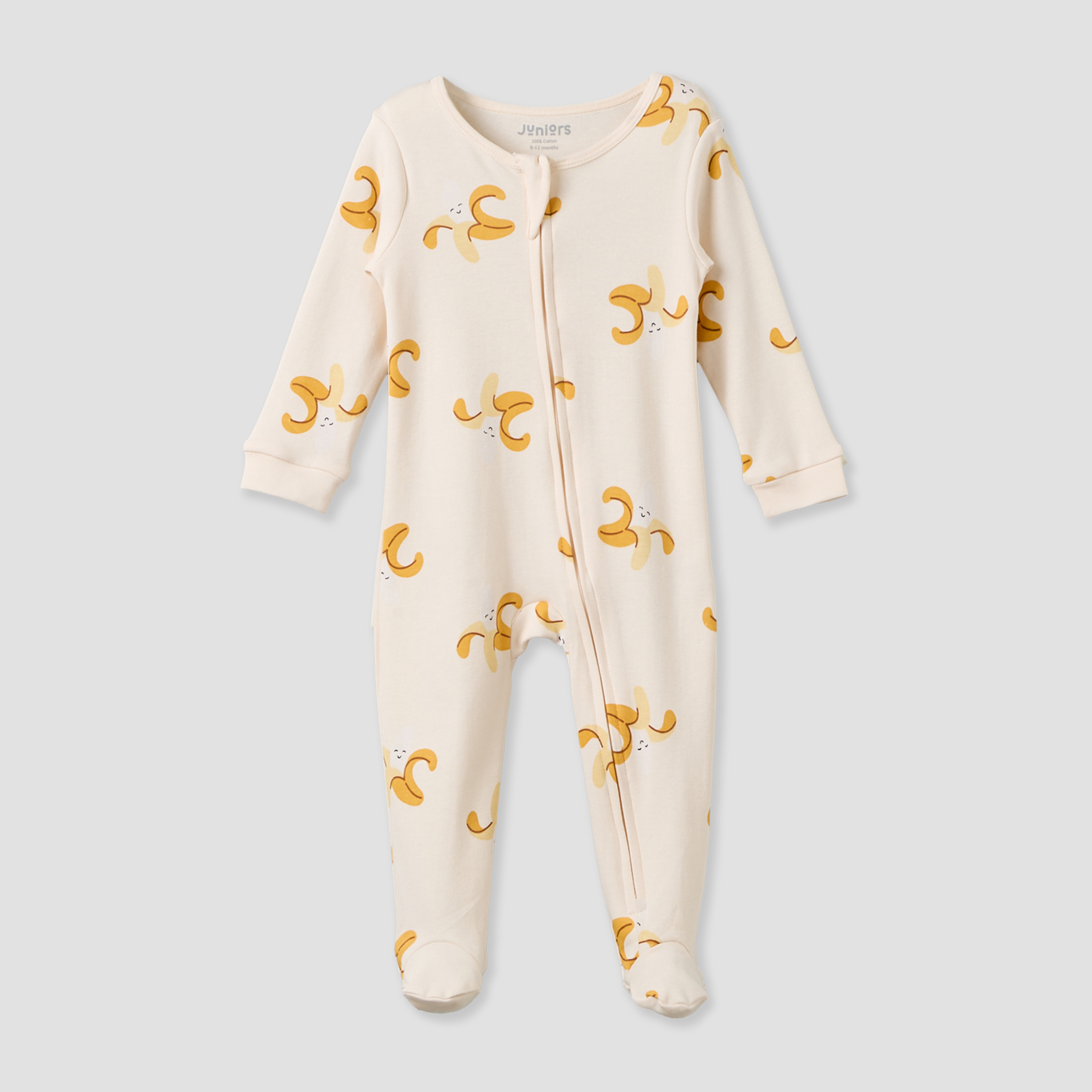 Juniors Cotton Crew Neck Long Sleeves Sleepsuit with Zip Closure-baby-girls-clothing-nightwear-sleepsuits-image-2