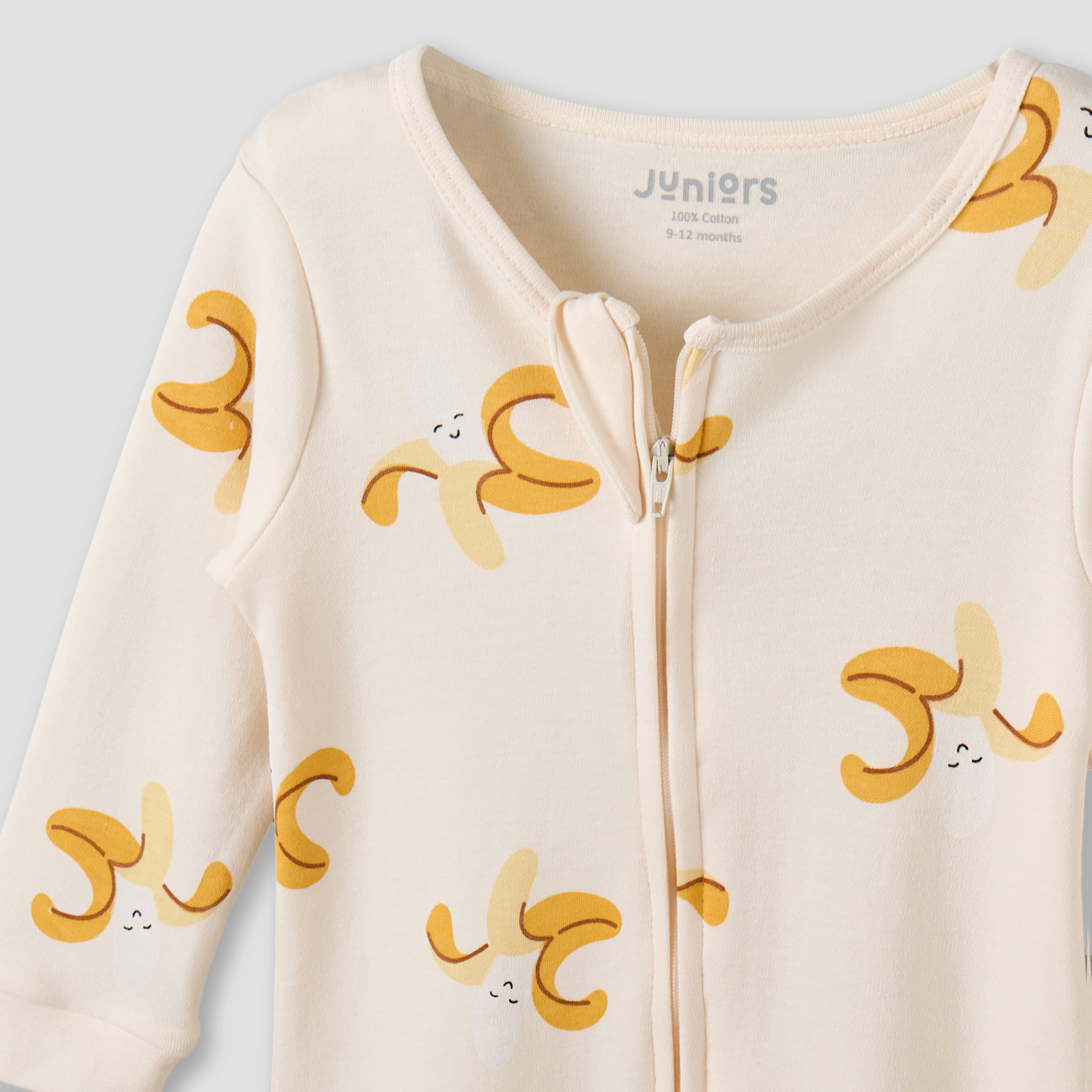 Juniors Cotton Crew Neck Long Sleeves Sleepsuit with Zip Closure-baby-girls-clothing-nightwear-sleepsuits-image-4