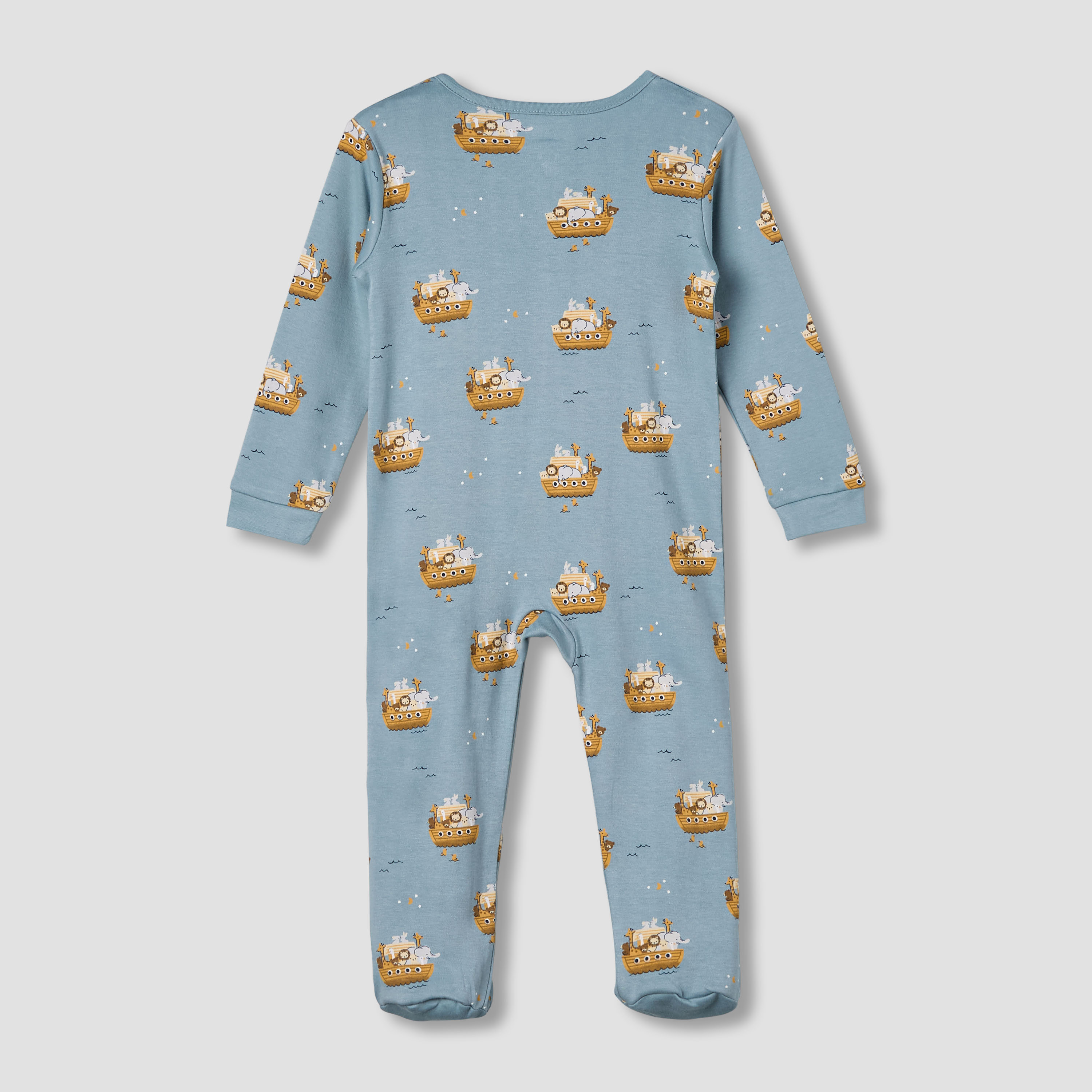 Juniors Cotton Round Neck Long Sleeves Sleepsuit with Print-baby-boys-clothing-nightwear-sleepsuits-image-3