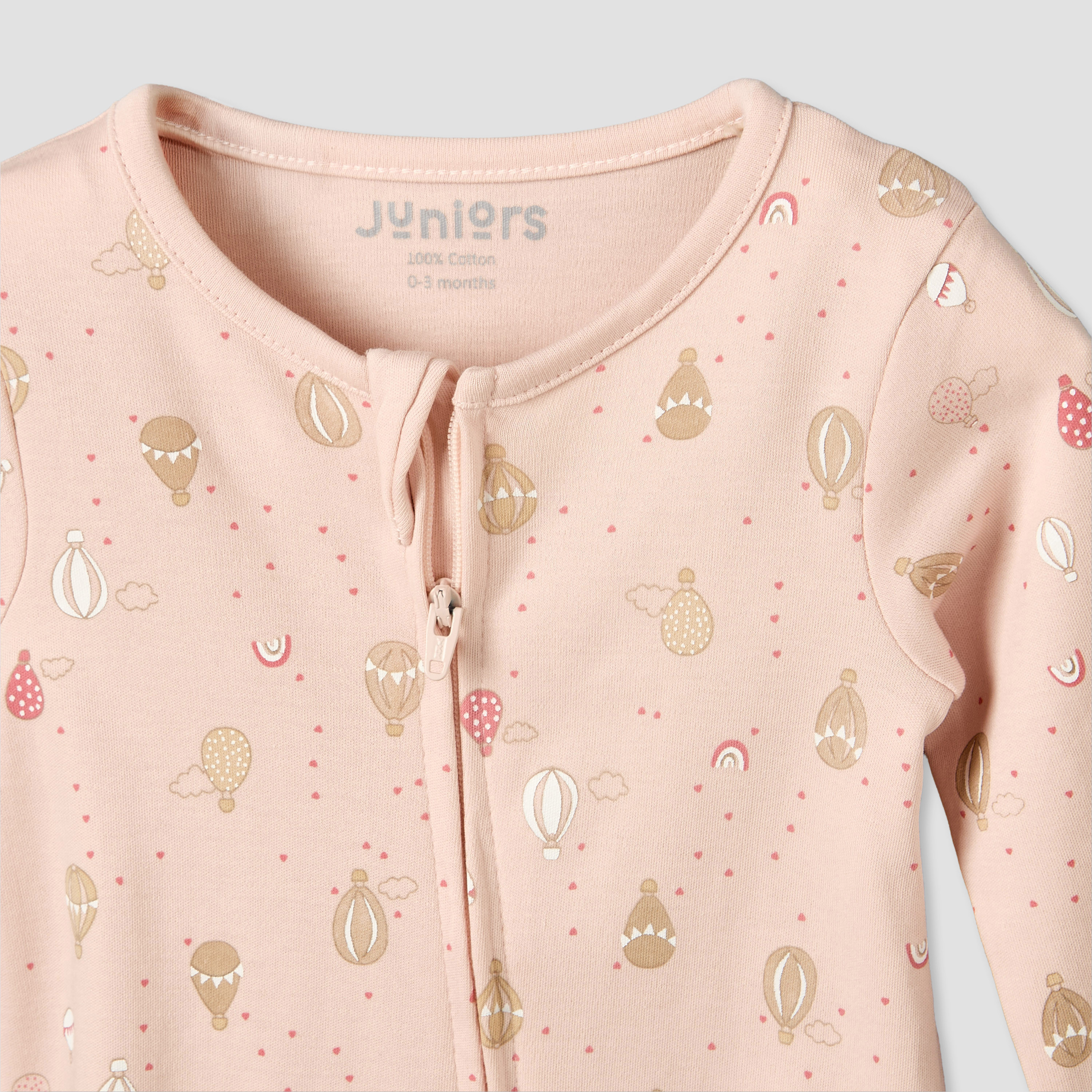Juniors Cotton Crew Neck Long Sleeves Sleepsuit with Hot Air Balloon Print-baby-girls-clothing-nightwear-sleepsuits-image-4