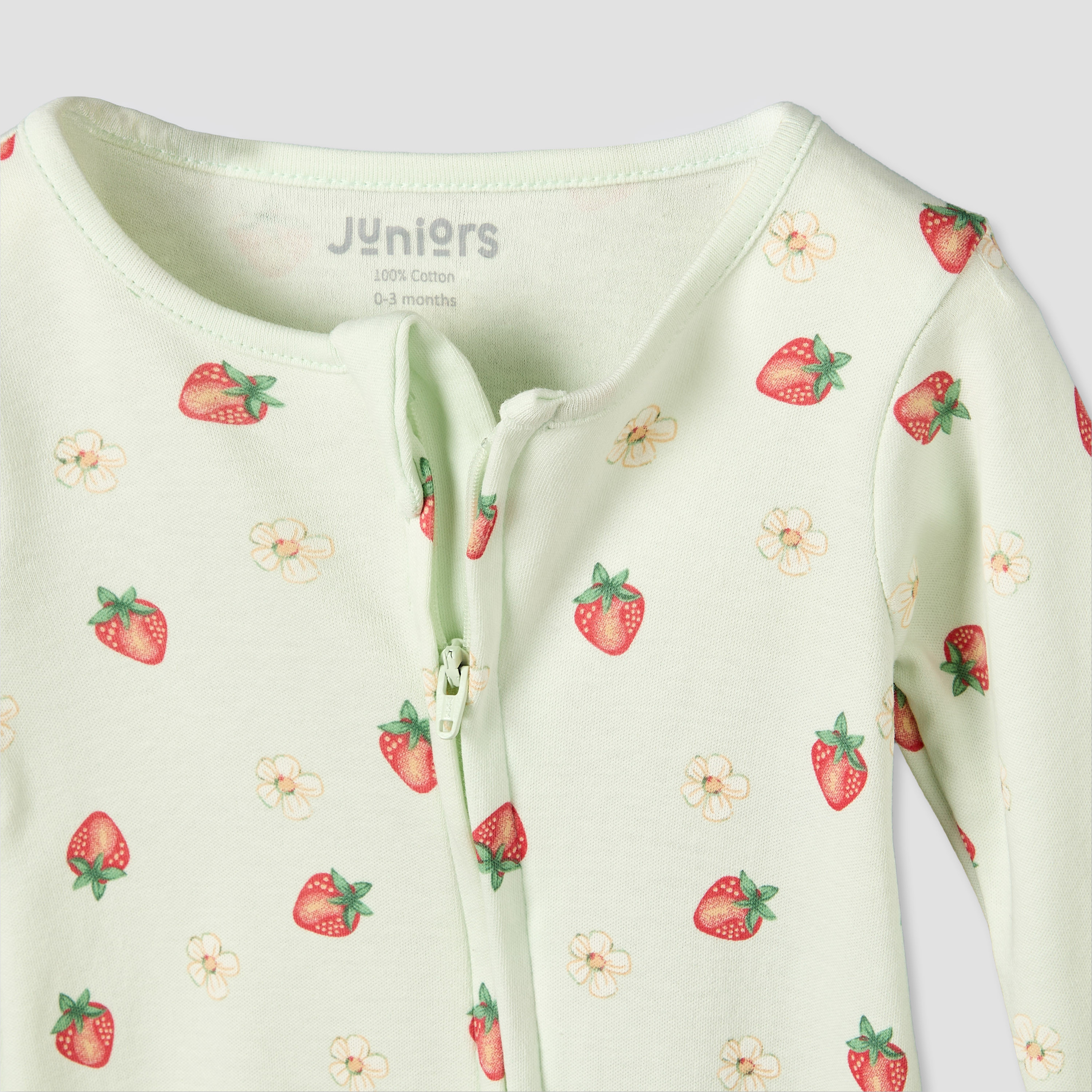 بدلة نوم قطن بطبعات فراولة وأكمام طويلة وياقة ضيقة من جونيورز-baby-girls-clothing-nightwear-sleepsuits-image-4