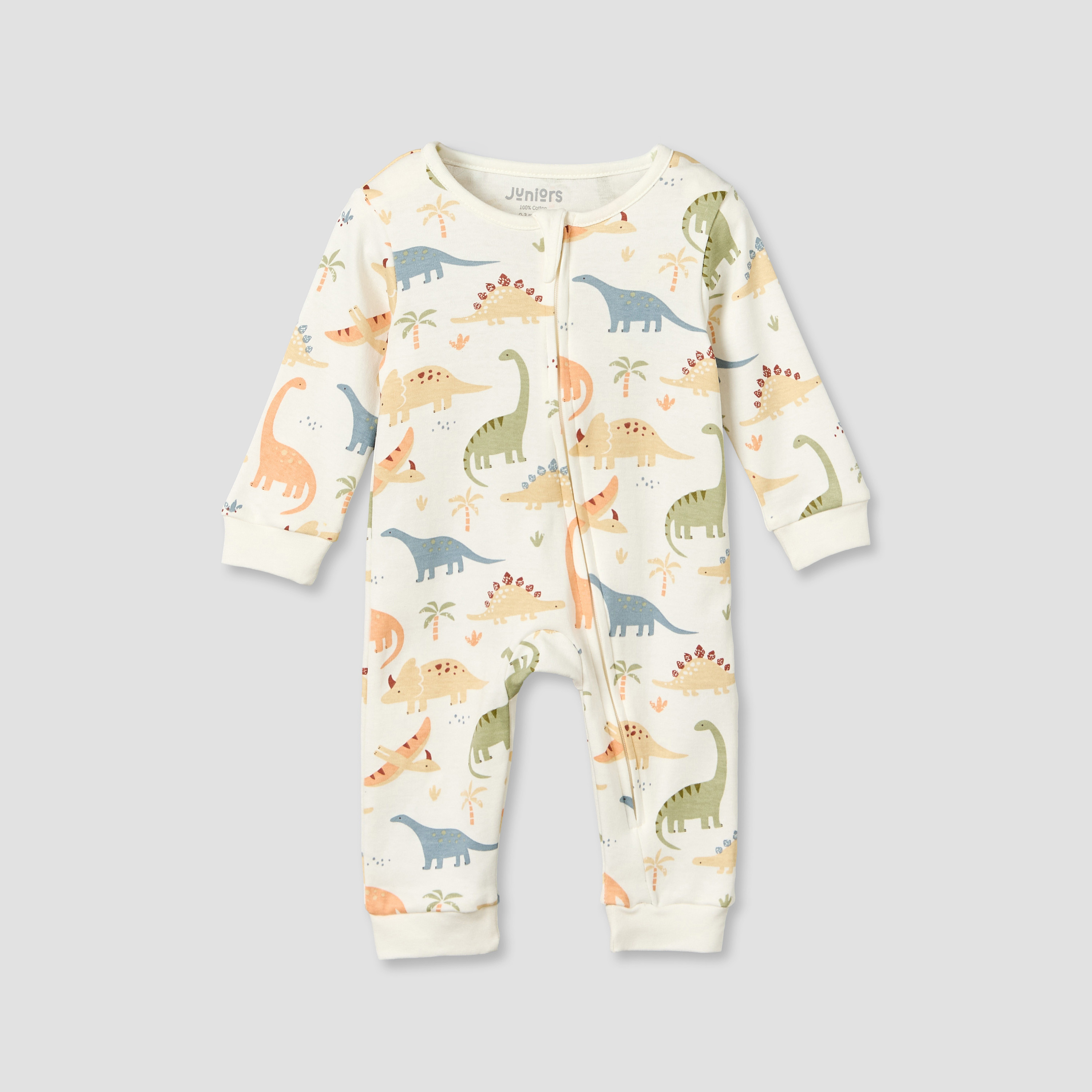 بدلة نوم قطن بطبعات ديناصور وياقة ضيقة وأكمام طويلة من جونيورز-baby-boys-clothing-nightwear-sleepsuits-image-2
