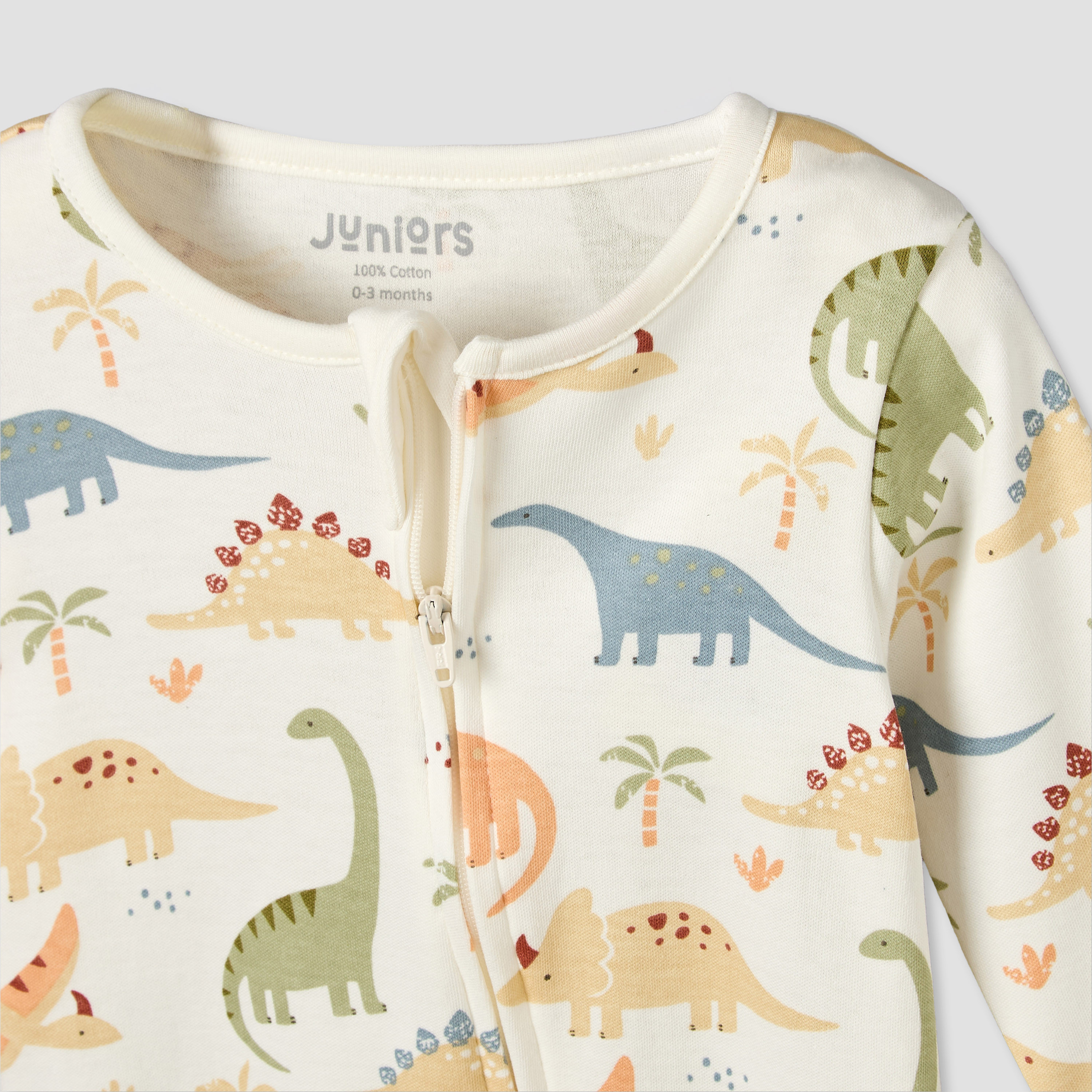 بدلة نوم قطن بطبعات ديناصور وياقة ضيقة وأكمام طويلة من جونيورز-baby-boys-clothing-nightwear-sleepsuits-image-4