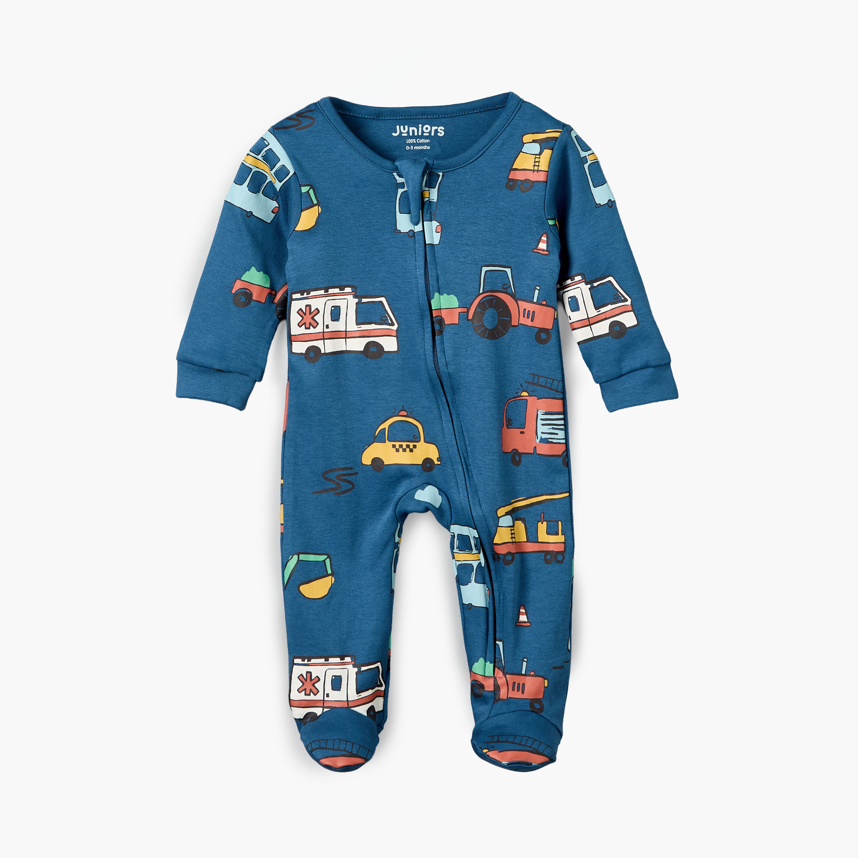 بدلة نوم قطن بأكمام طويلة وياقة ضيقة وطبعات سيارة من جونيورز-baby-boys-clothing-nightwear-sleepsuits-image-2
