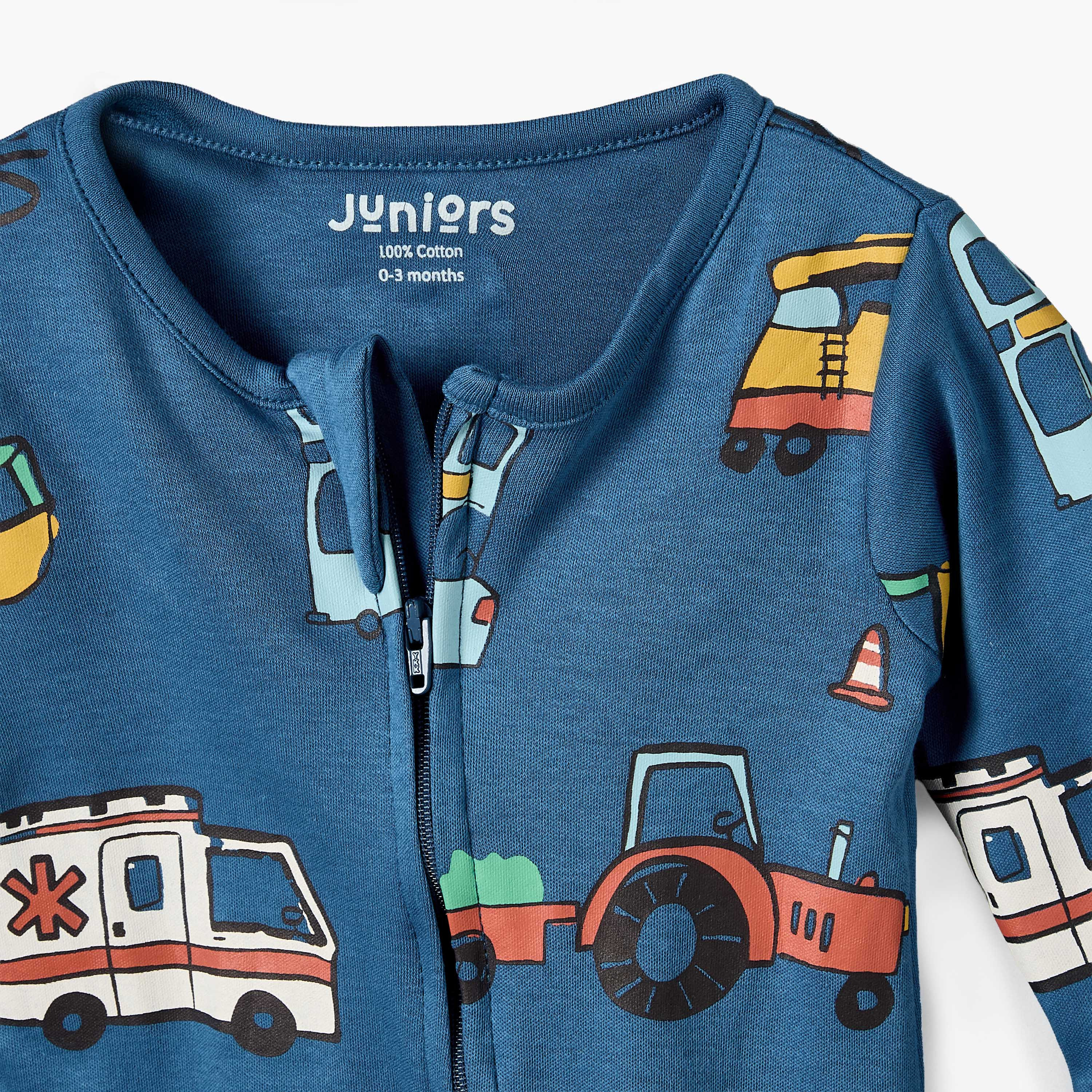 بدلة نوم قطن بأكمام طويلة وياقة ضيقة وطبعات سيارة من جونيورز-baby-boys-clothing-nightwear-sleepsuits-image-4