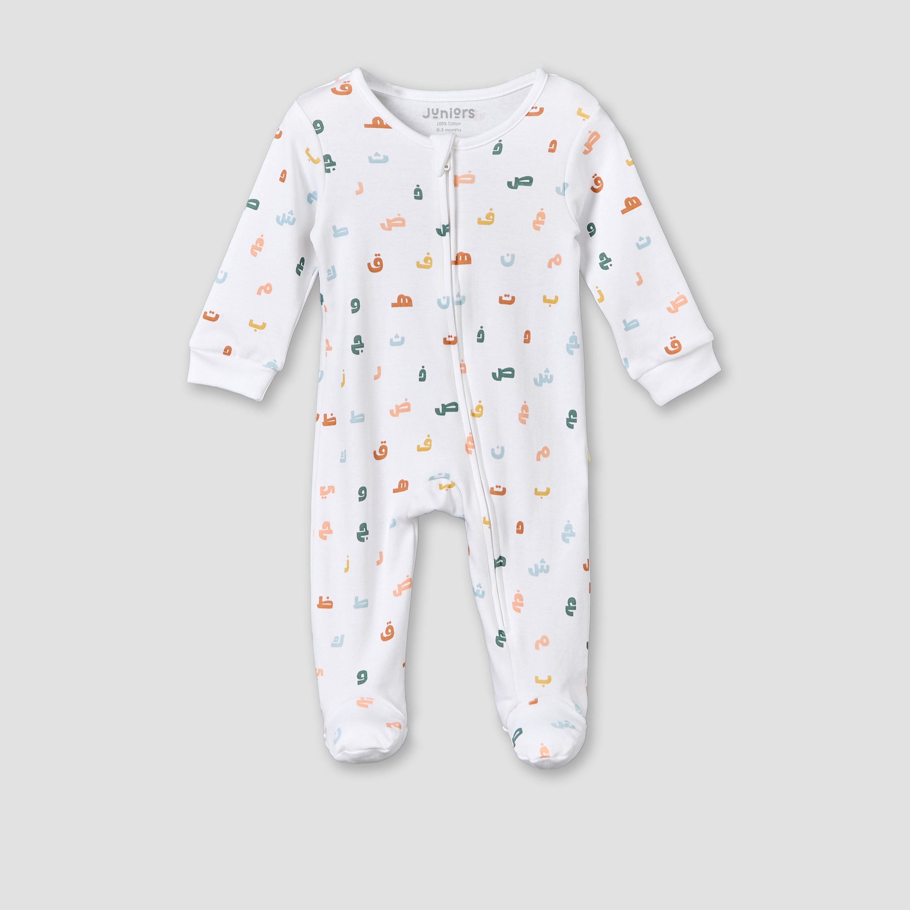 بدلة نوم قطن بأكمام طويلة وطبعات حروف وياقة ضيقة من جونيورز-baby-girls-clothing-nightwear-sleepsuits-image-2
