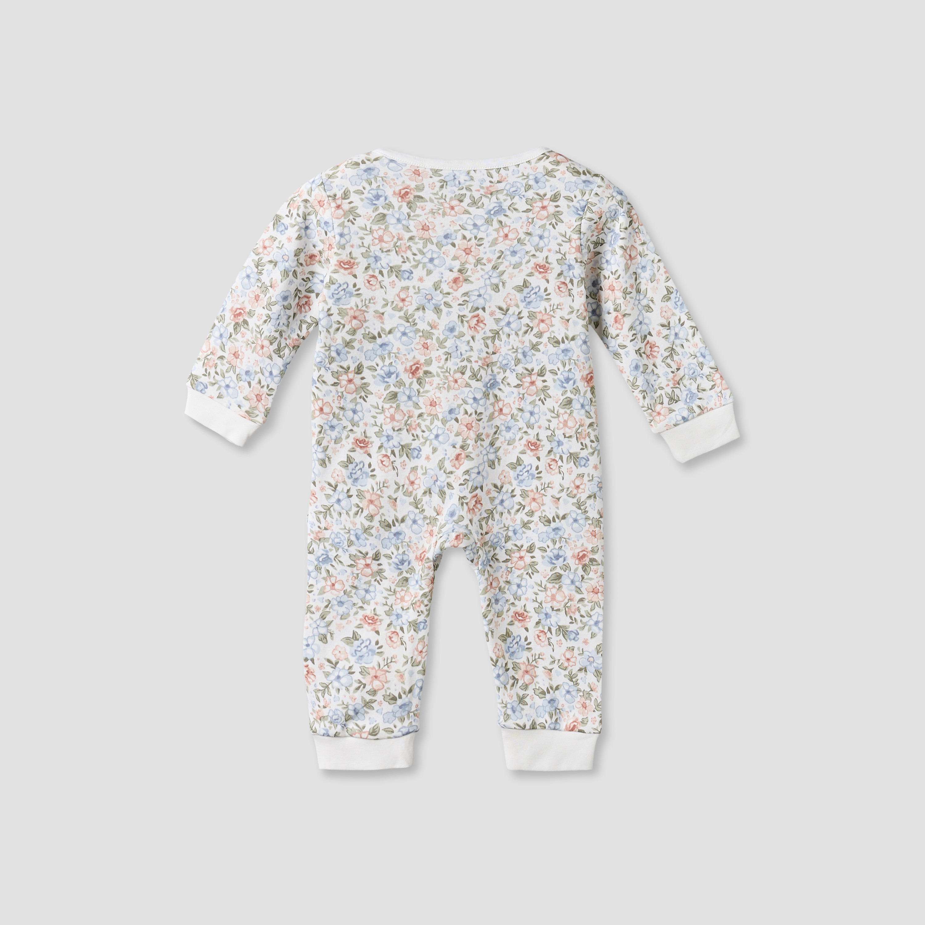 Juniors Cotton Round Neck Long Sleeves Sleepsuit with Floral Print-baby-girls-clothing-nightwear-sleepsuits-image-2