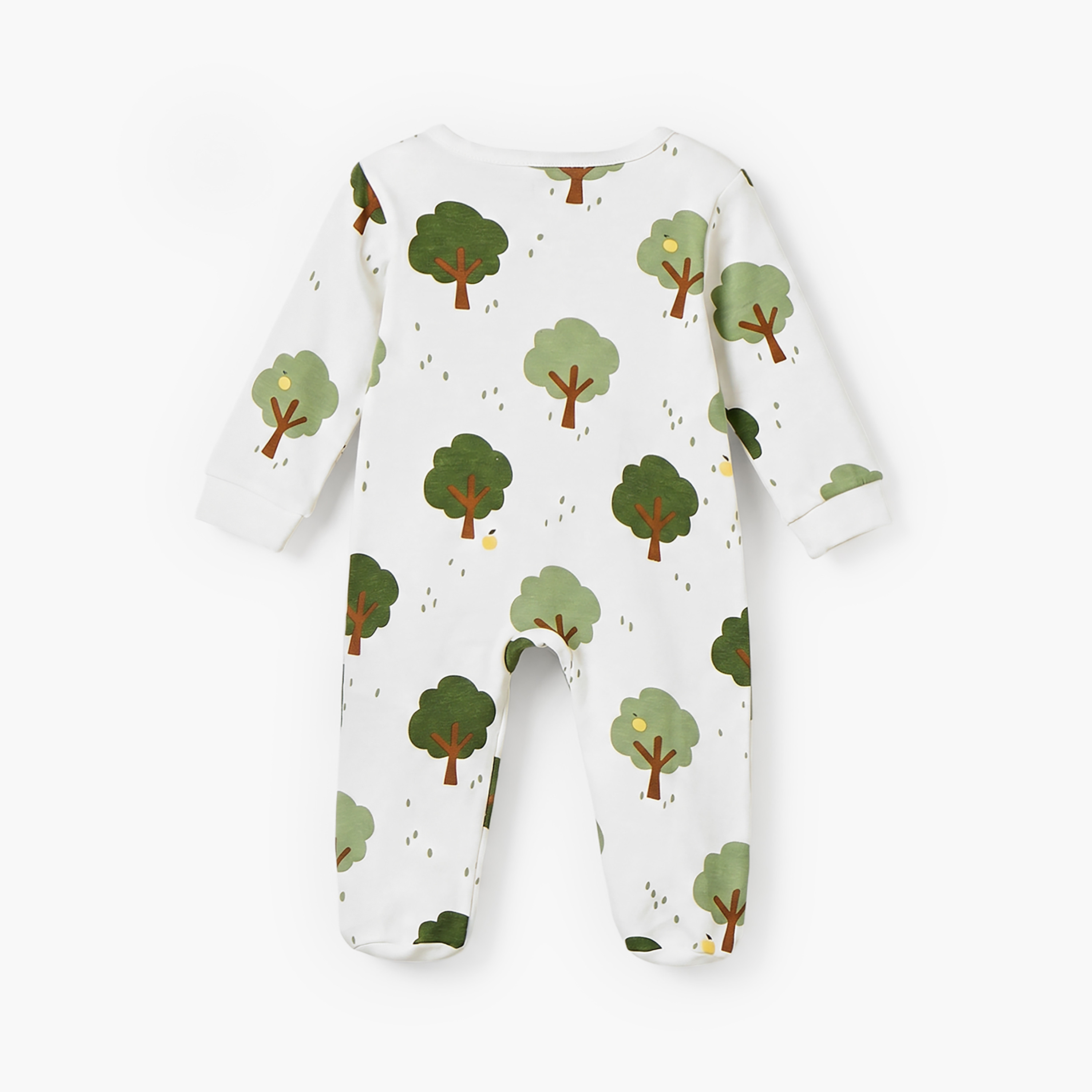بدلة نوم قطنية بياقة دائرية وأكمام طويلة للبنات بطبعة شجرة-baby-boys-clothing-nightwear-sleepsuits-image-3