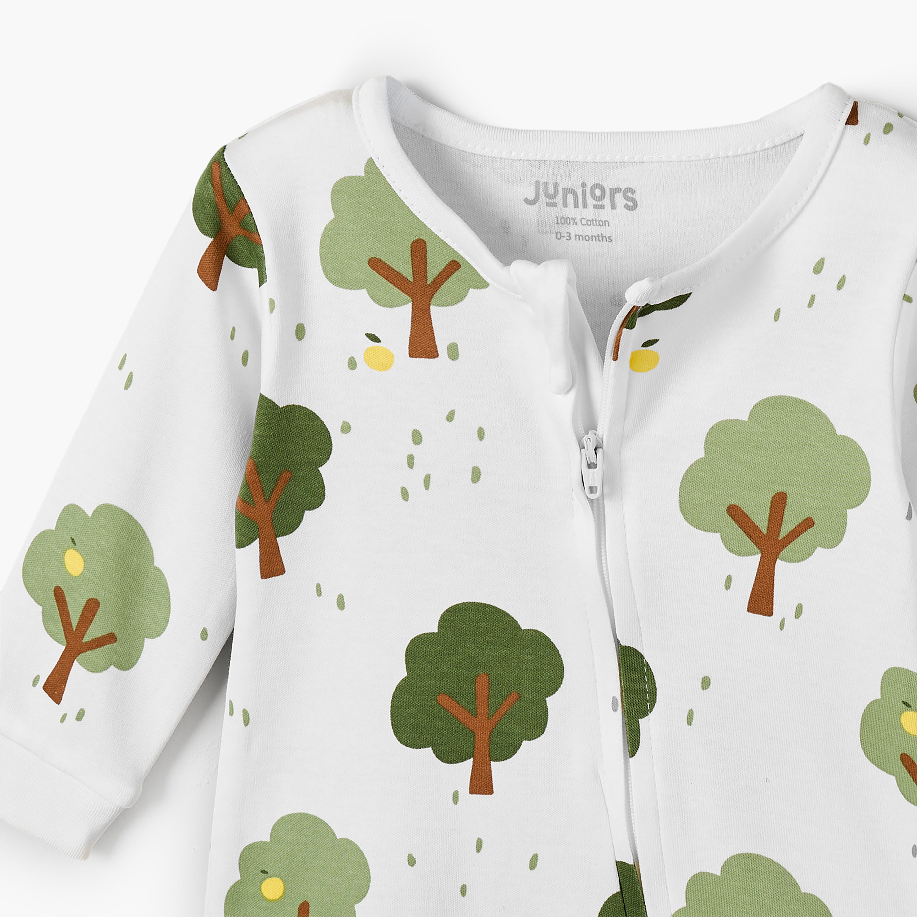بدلة نوم قطنية بياقة دائرية وأكمام طويلة للبنات بطبعة شجرة-baby-boys-clothing-nightwear-sleepsuits-image-4