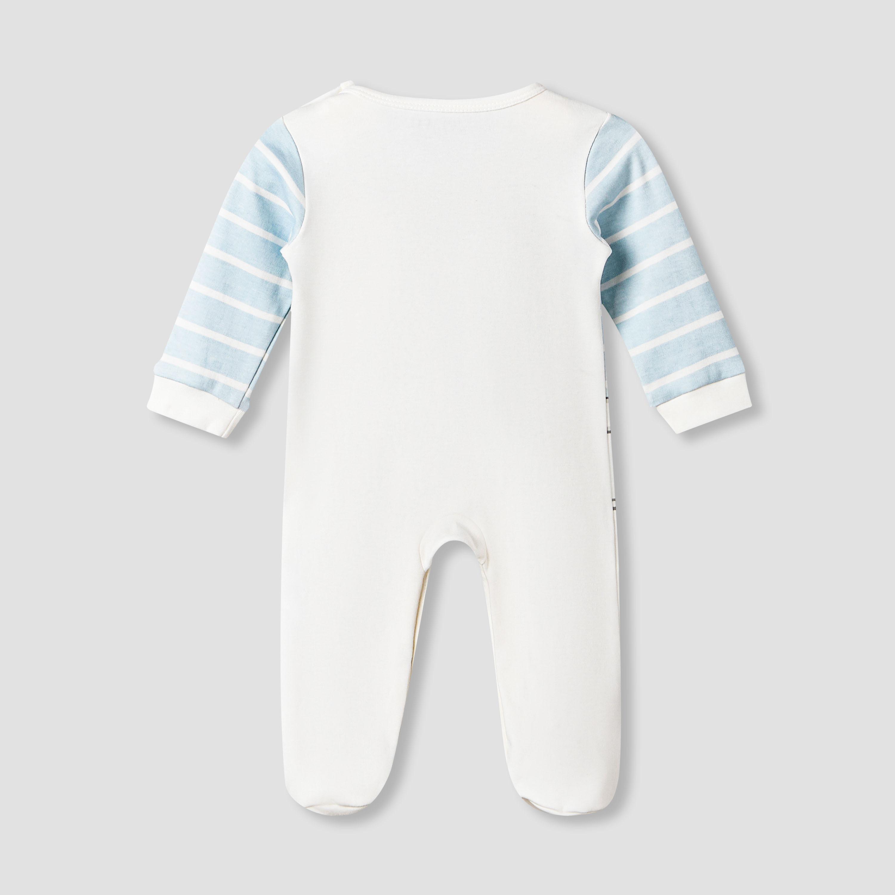 Juniors Cotton Round Neck Long Sleeves Sleepsuit with Applique Detail-baby-boys-clothing-nightwear-sleepsuits-image-3