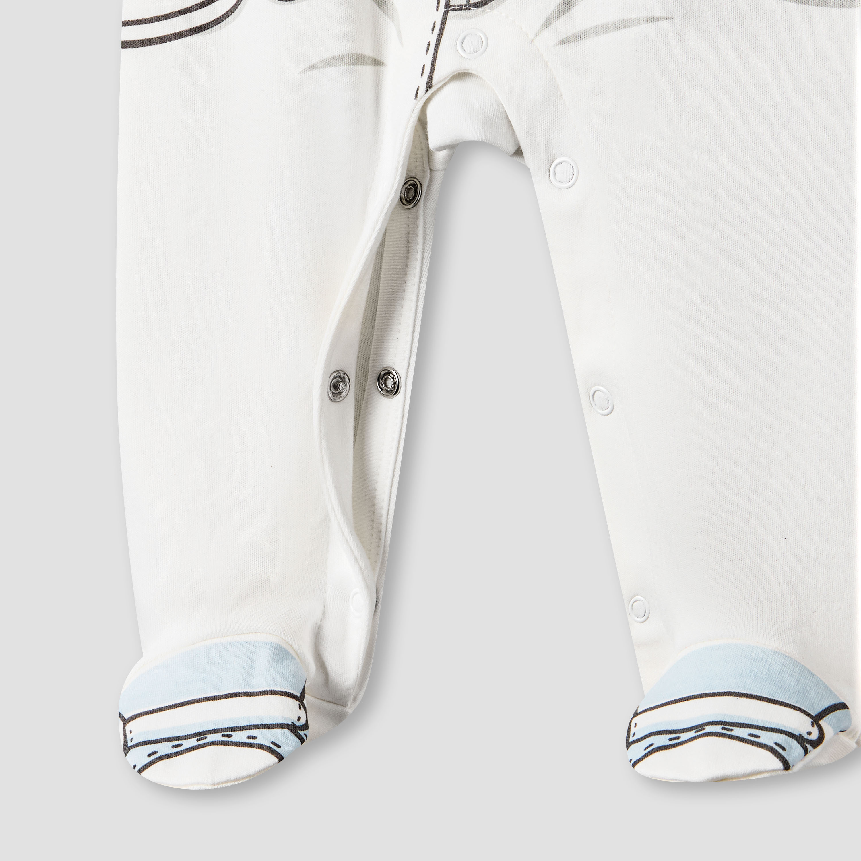 Juniors Cotton Round Neck Long Sleeves Sleepsuit with Applique Detail-baby-boys-clothing-nightwear-sleepsuits-image-5