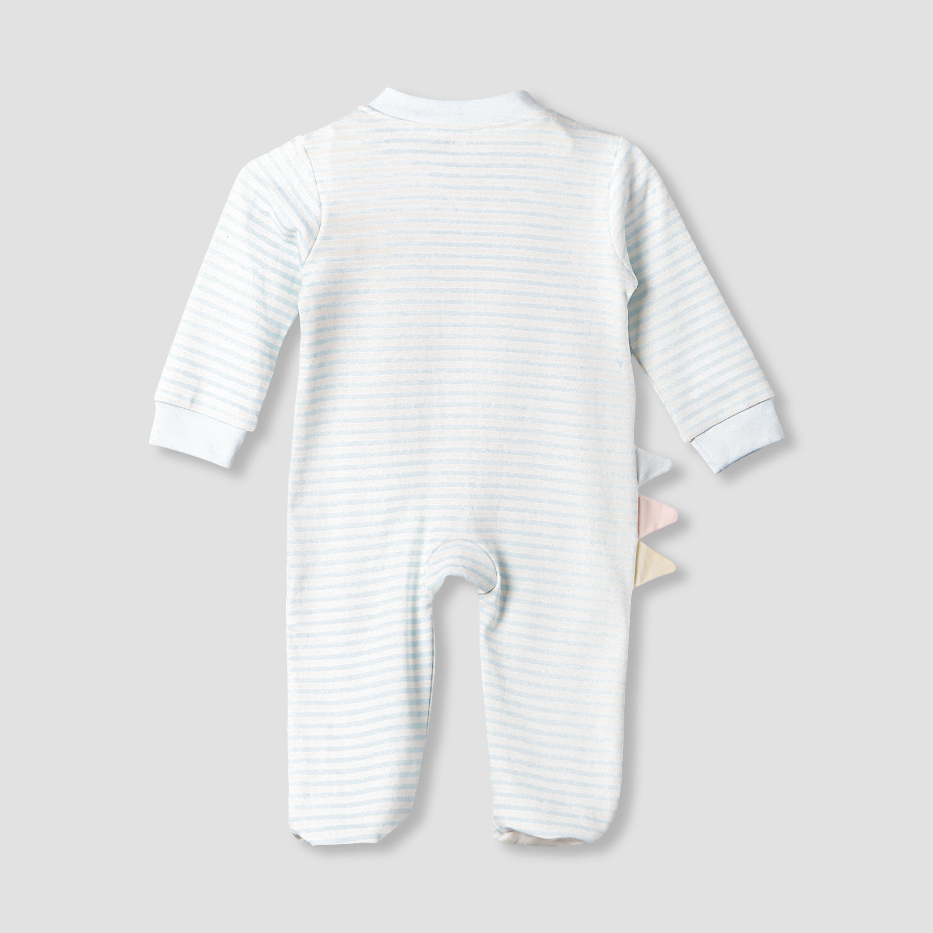Juniors Cotton Mandarin Collar Long Sleeves Sleepsuit with Dinosaur Applique-baby-girls-clothing-nightwear-sleepsuits-image-3