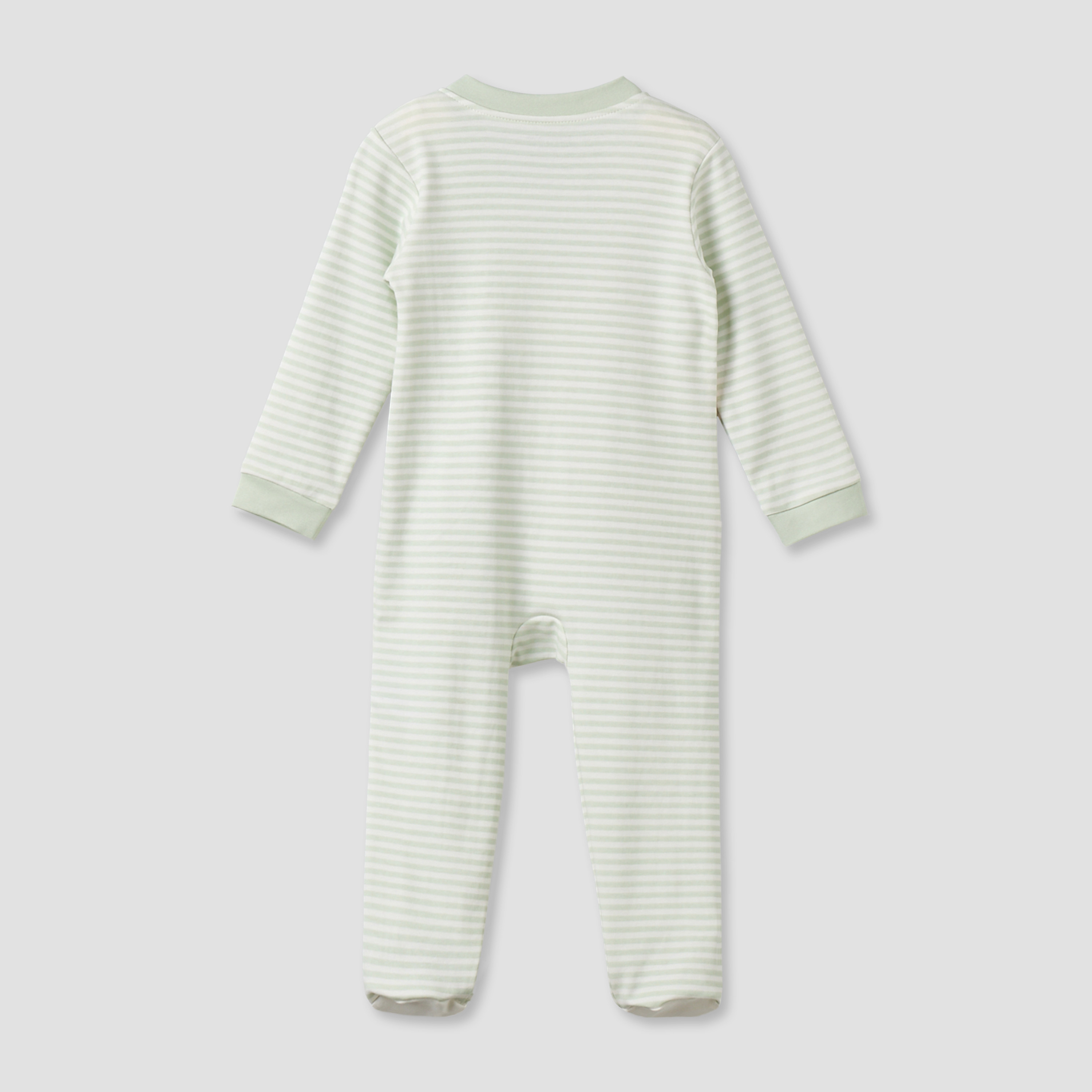 Juniors Cotton Mandarin Collar Long Sleeves Sleepsuit with Zip Closure-baby-girls-clothing-nightwear-sleepsuits-image-3
