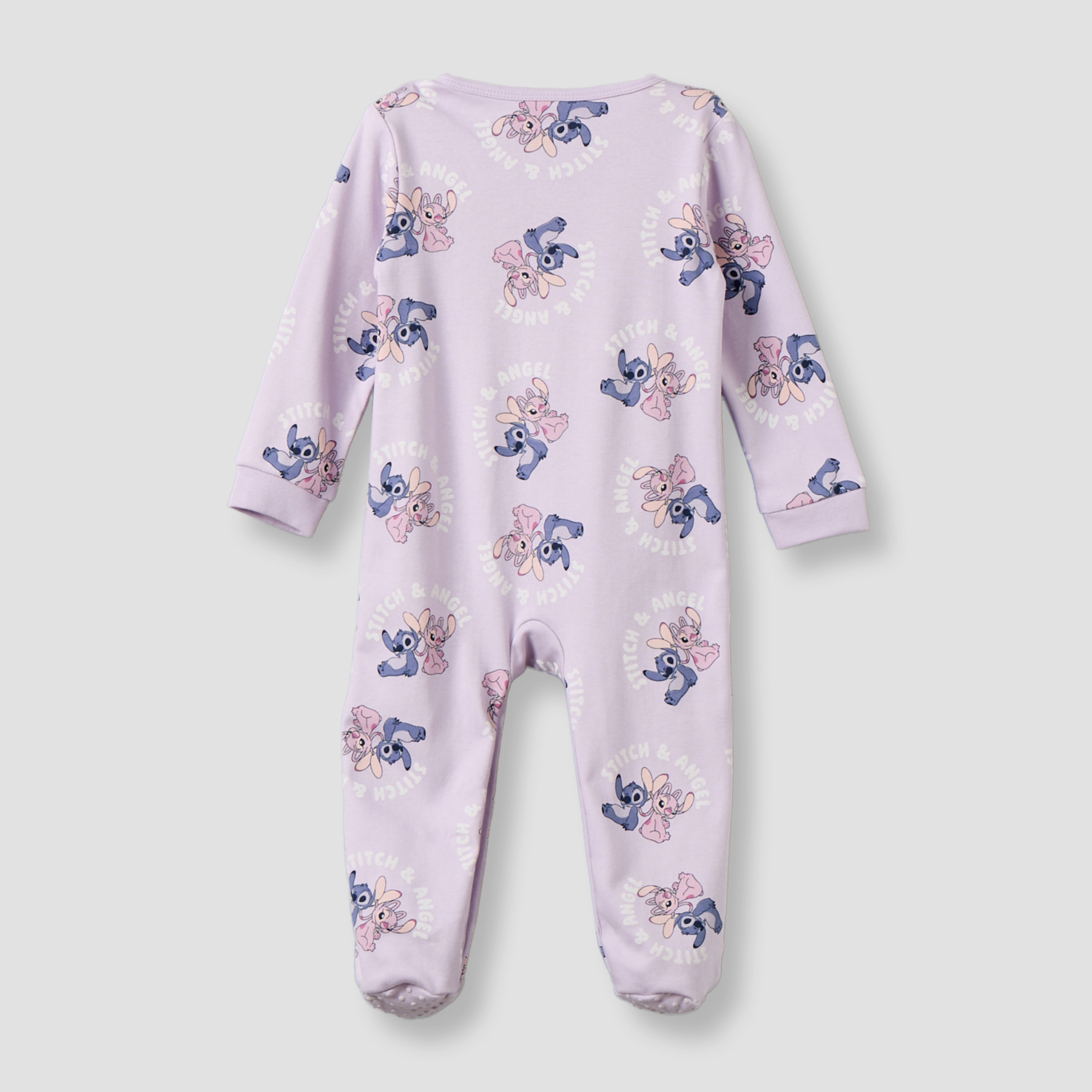 Disney Cotton Round Neck Long Sleeves Sleepsuit with Stitch and Angel Print-baby-girls-clothing-nightwear-sleepsuits-image-2