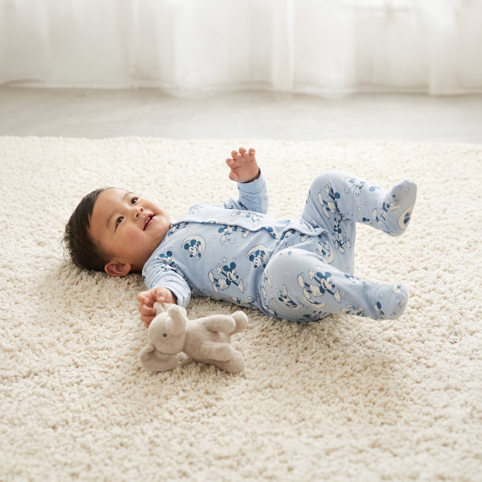 بدلة نوم قطن بطبعات ميكي ماوس وأكمام طويلة وياقة مستديرة من ديزني-baby-boys-clothing-nightwear-sleepsuits-image-1