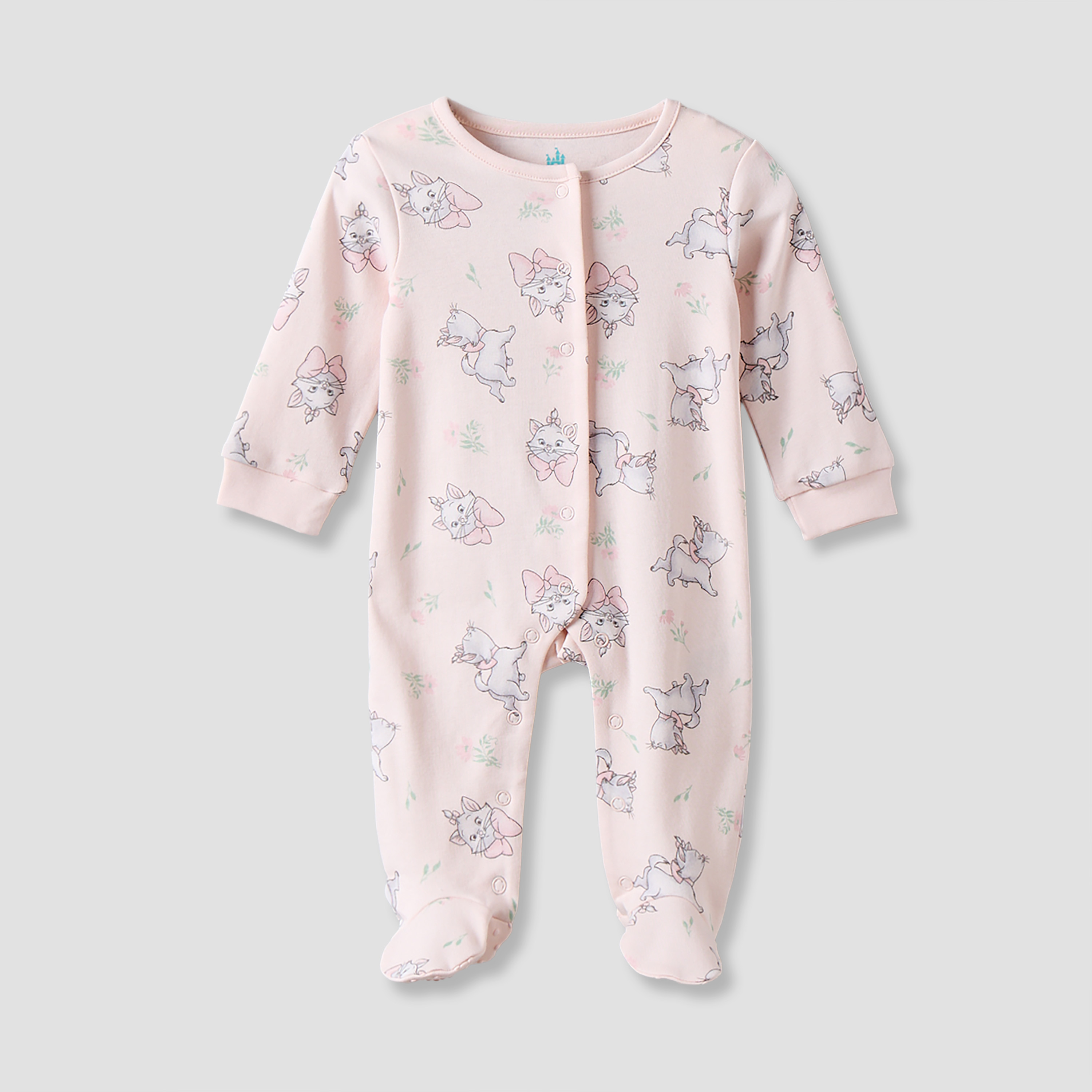 Disney Cotton Crew Neck Long Sleeves Sleepsuit with Marie Print-baby-girls-clothing-nightwear-sleepsuits-image-2