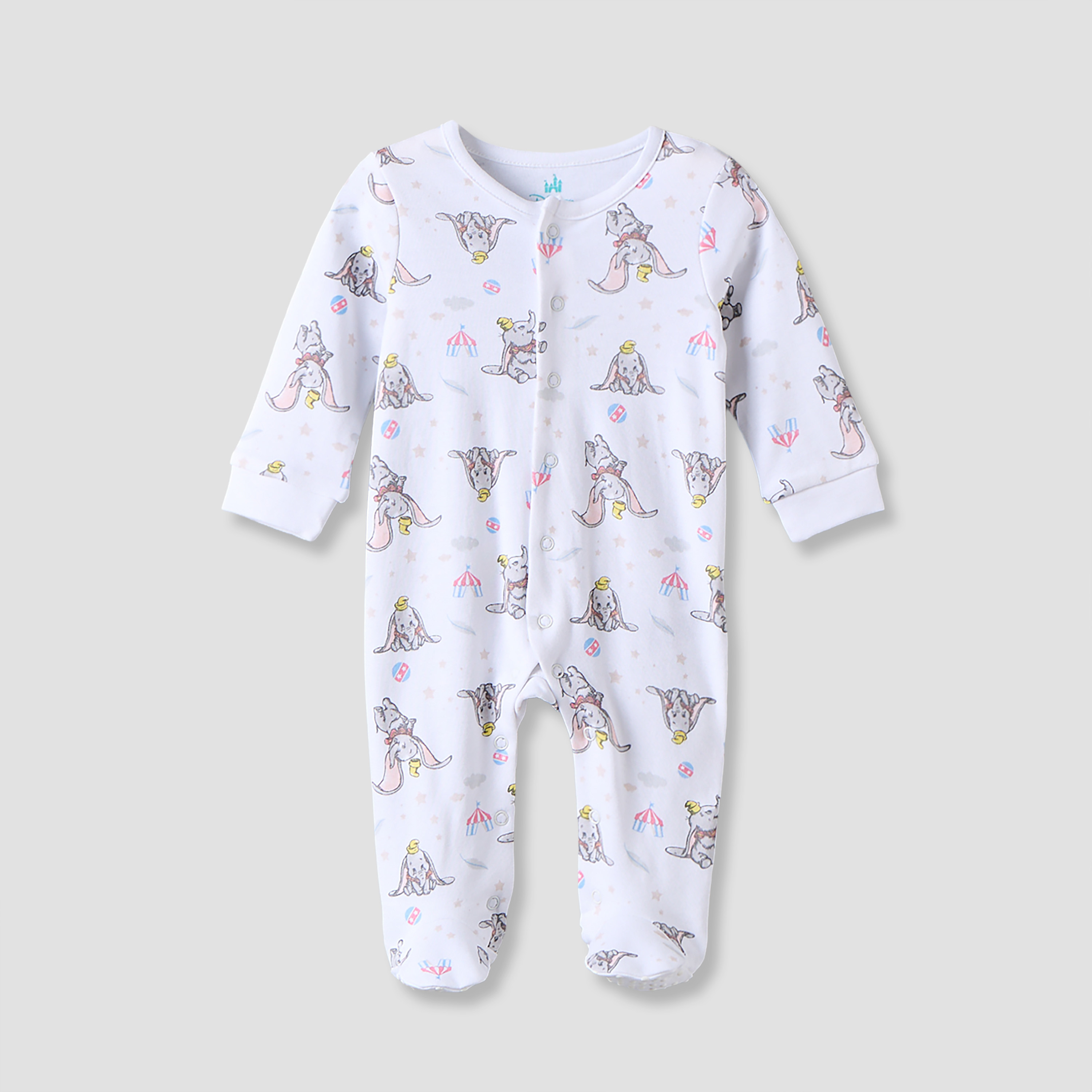 Disney Cotton Crew Neck Long Sleeves Sleepsuit with Dumbo Print-baby-boys-clothing-nightwear-sleepsuits-image-2