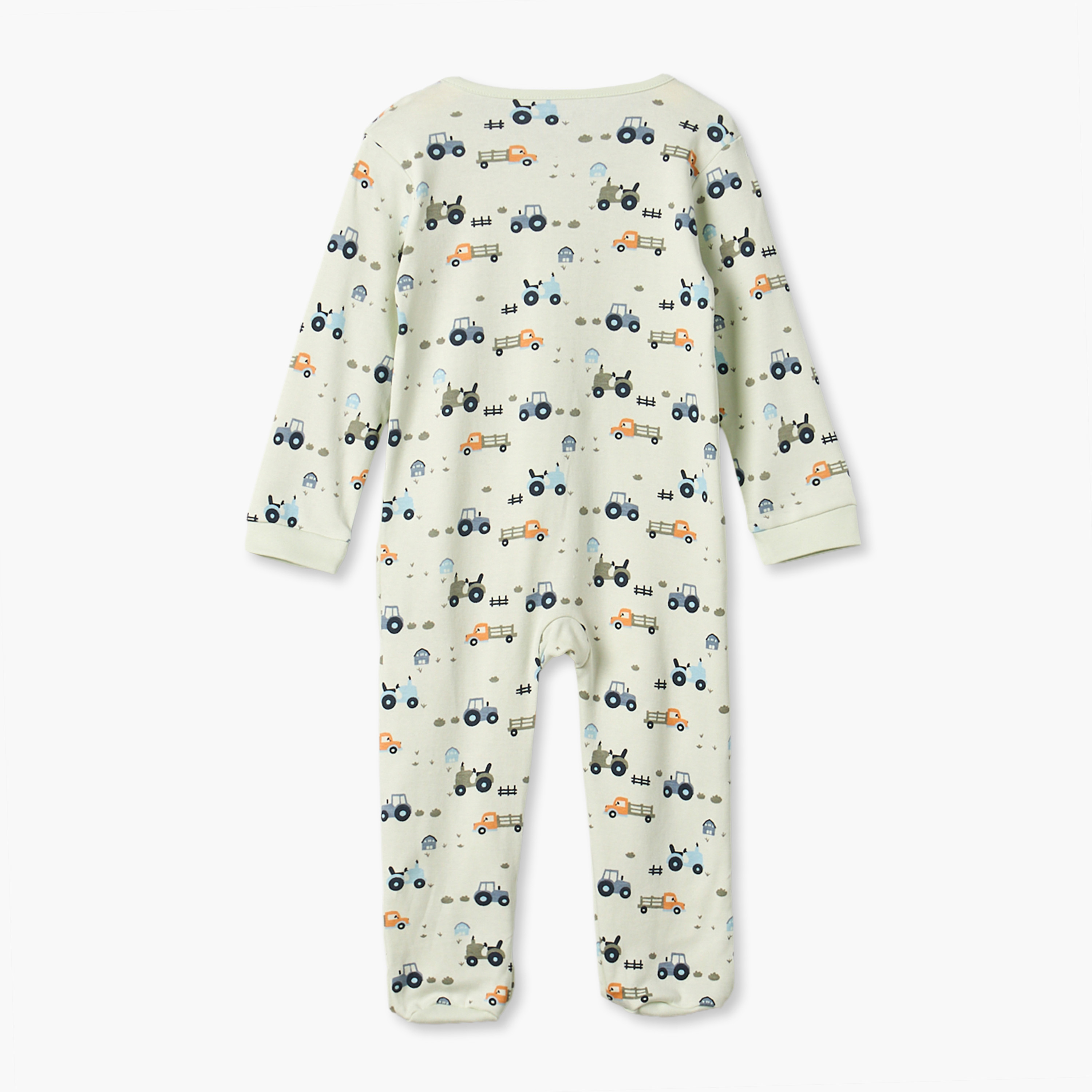 Juniors Round Neck Long Sleeves Sleepsuit with Construction Vehicle Print-baby-boys-clothing-nightwear-sleepsuits-image-3
