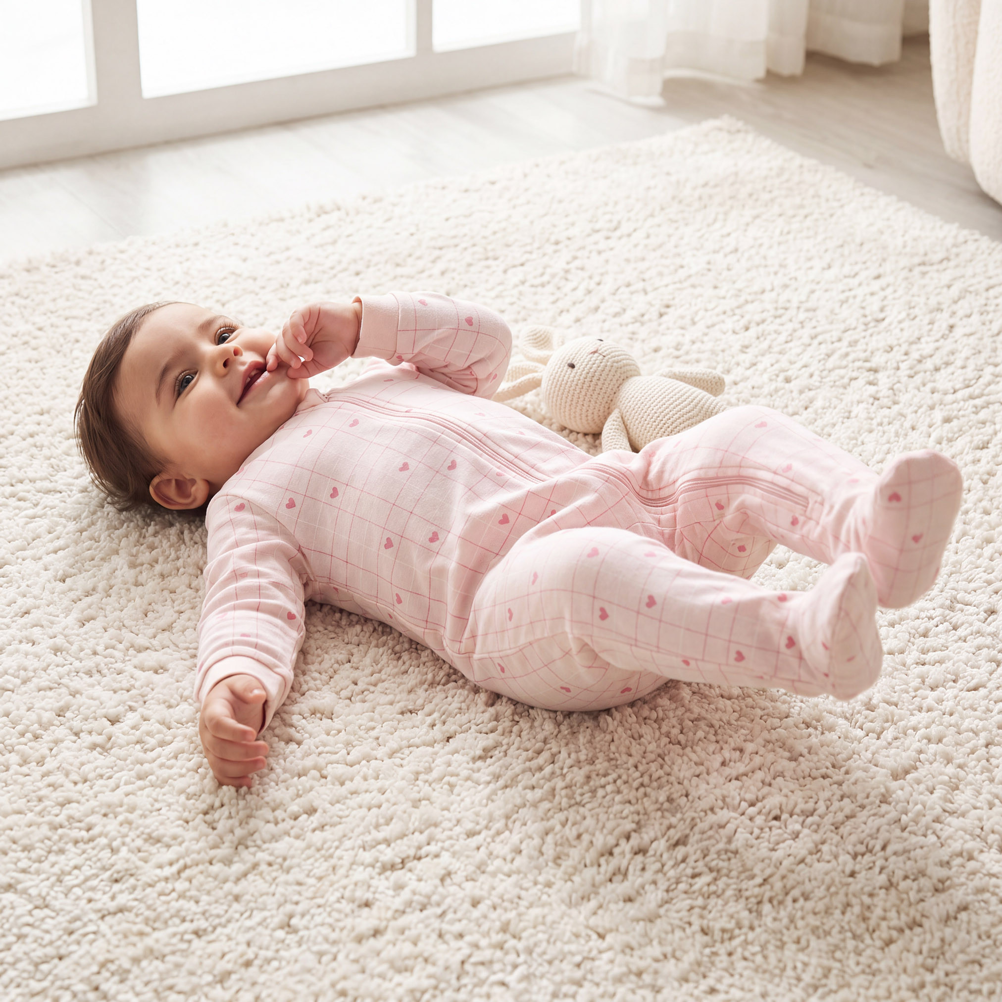 Juniors Cotton Crew Neck Long Sleeves Sleepsuit with Heart Print-baby-girls-clothing-nightwear-sleepsuits-image-1