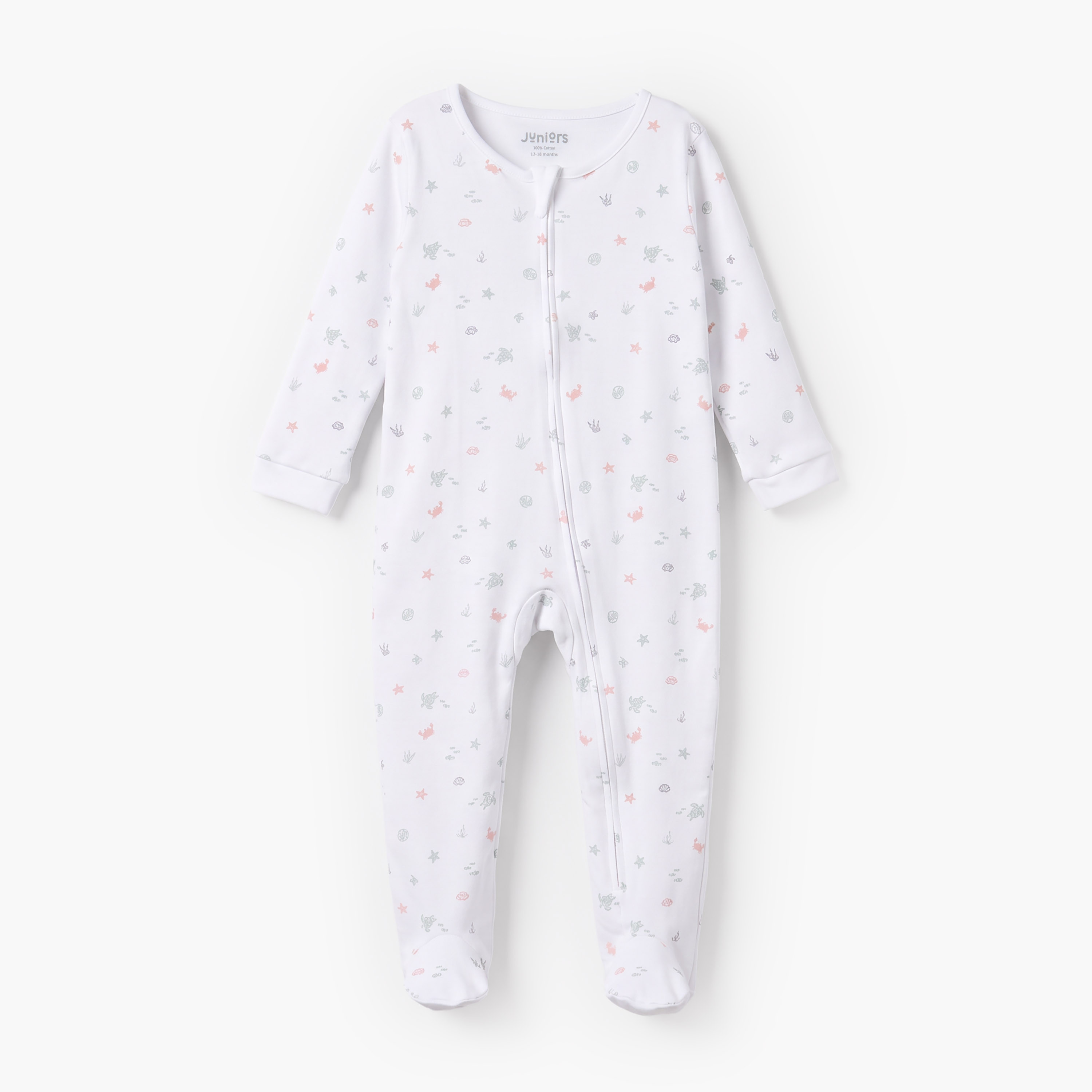 بدلة نوم قطن بياقة مستديرة وأكمام طويلة بطبعات من جونيورز-baby-girls-clothing-nightwear-sleepsuits-image-2