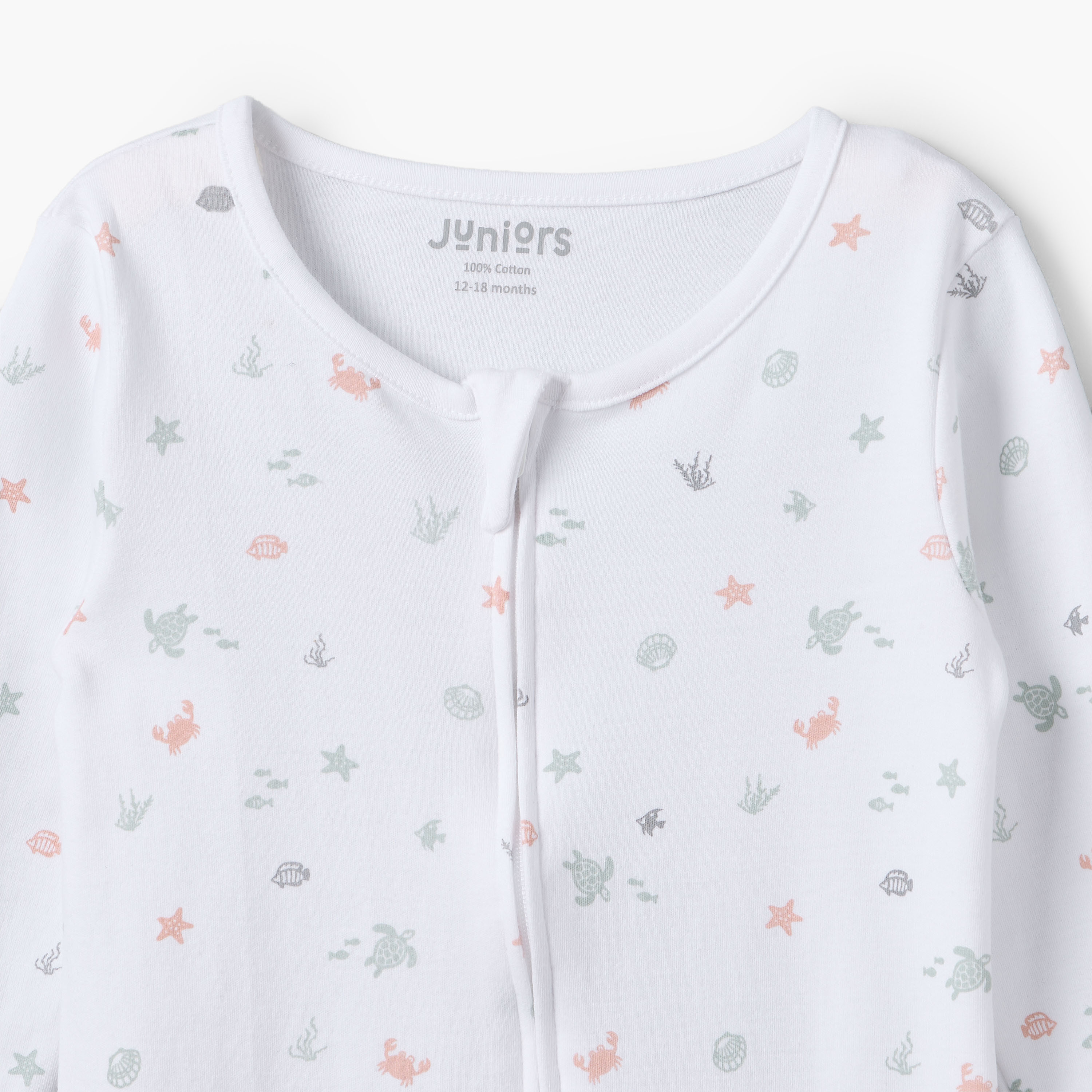 بدلة نوم قطن بياقة مستديرة وأكمام طويلة بطبعات من جونيورز-baby-girls-clothing-nightwear-sleepsuits-image-4