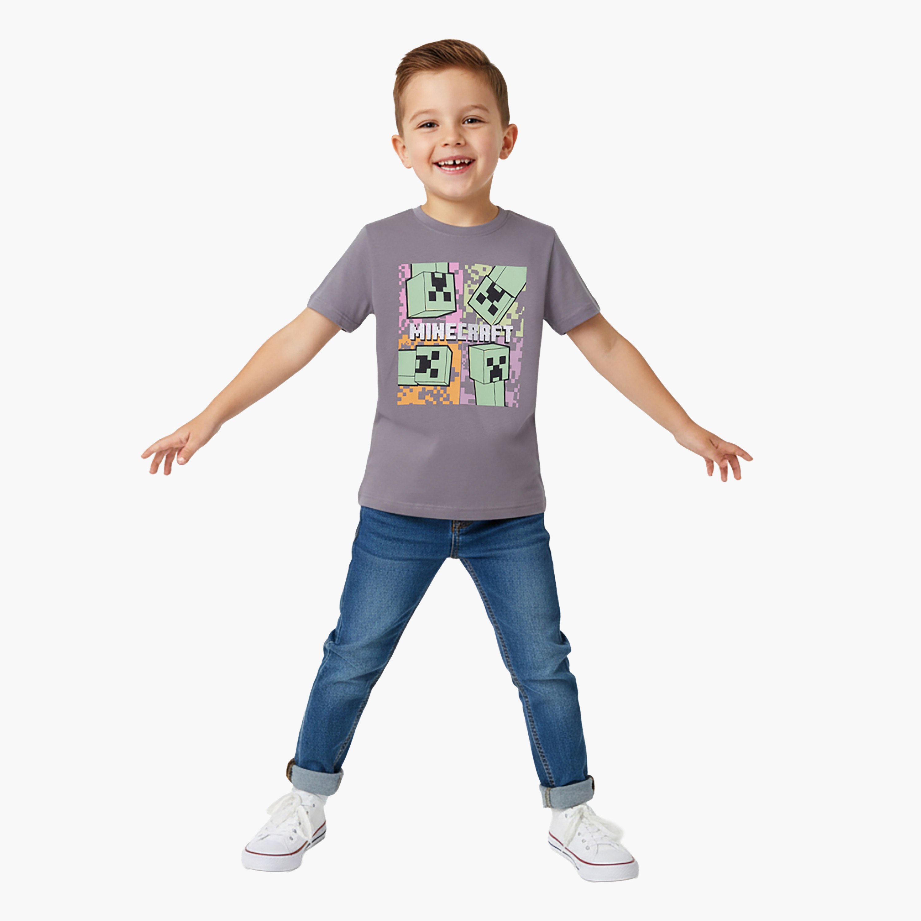 تيشرت قطني بأكمام قصيرة مع رسومات من ماينكرافت-boys-clothing-tshirtsandpolos-image-2