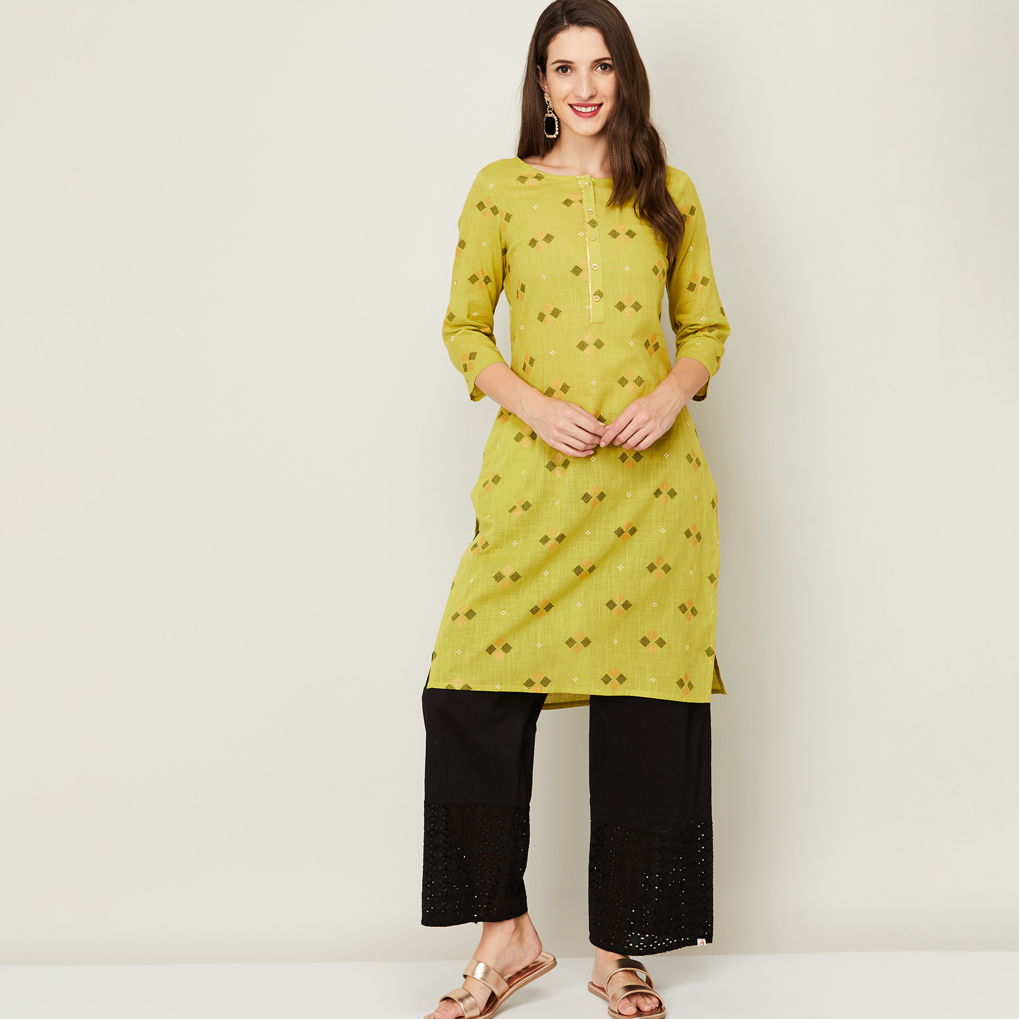 ميلانج أخضر قمم-women-clothing-ethnicwear-kurtas-image-1
