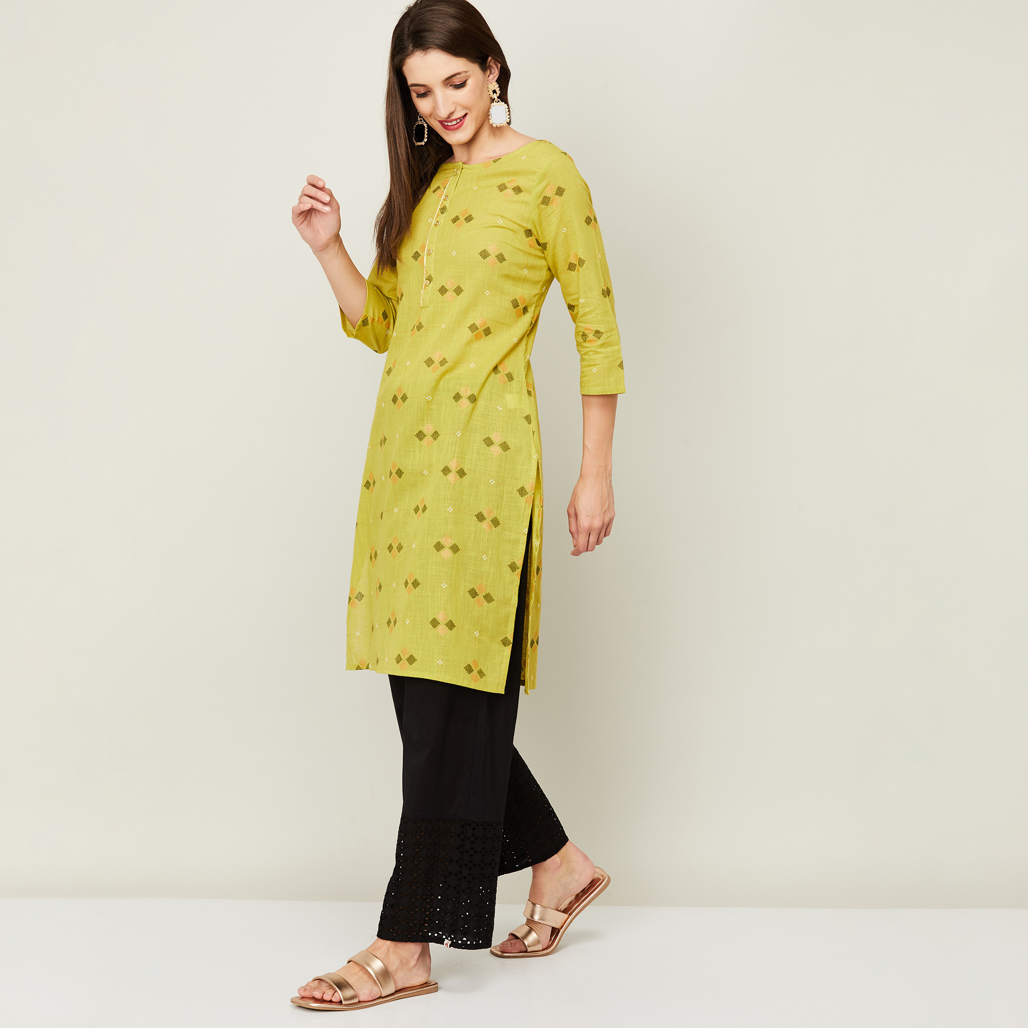 ميلانج أخضر قمم-women-clothing-ethnicwear-kurtas-image-2
