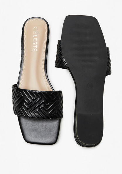 Celeste Women's Embossed Slip-On Flat Sandals-Women%27s Flat Sandals-image-3