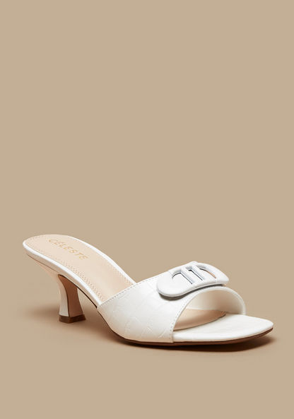 Celeste Women's Buckle Slip-On Sandals with Kitten Heels-Women%27s Heel Sandals-image-0