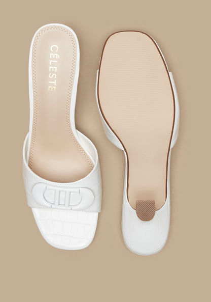 Celeste Women's Buckle Slip-On Sandals with Kitten Heels-Women%27s Heel Sandals-image-4