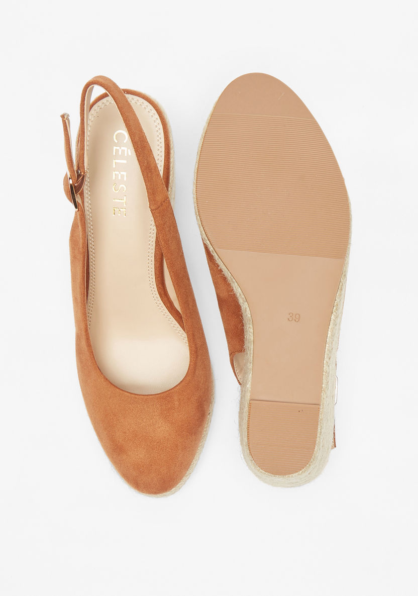 Celeste Women's Slingback Sandals with Wedge Heels and Buckle Closure-Women%27s Heel Shoes-image-4
