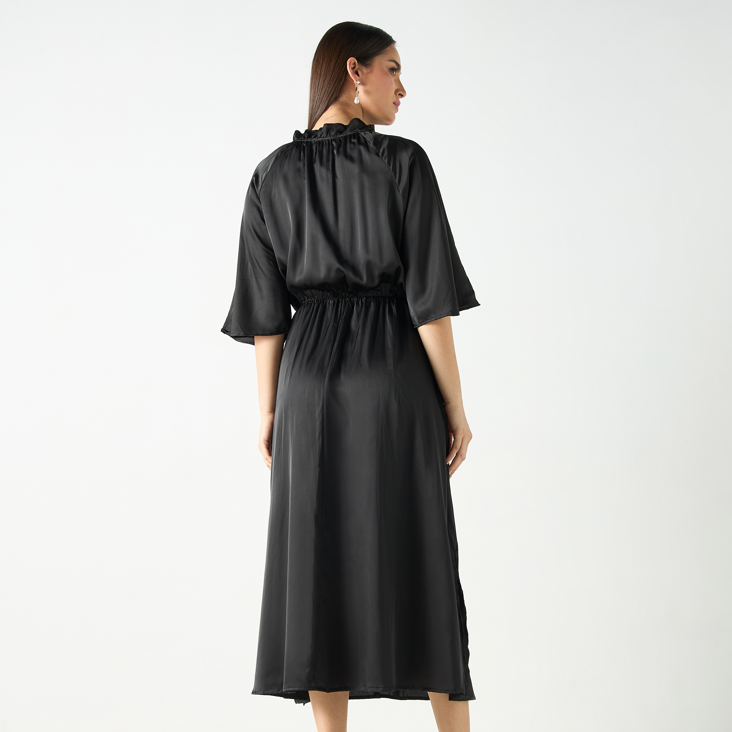فستان بتفاصيل مفرغة بياقة كشكش وأربطة من سي نوار-women-clothing-dresses-image-3
