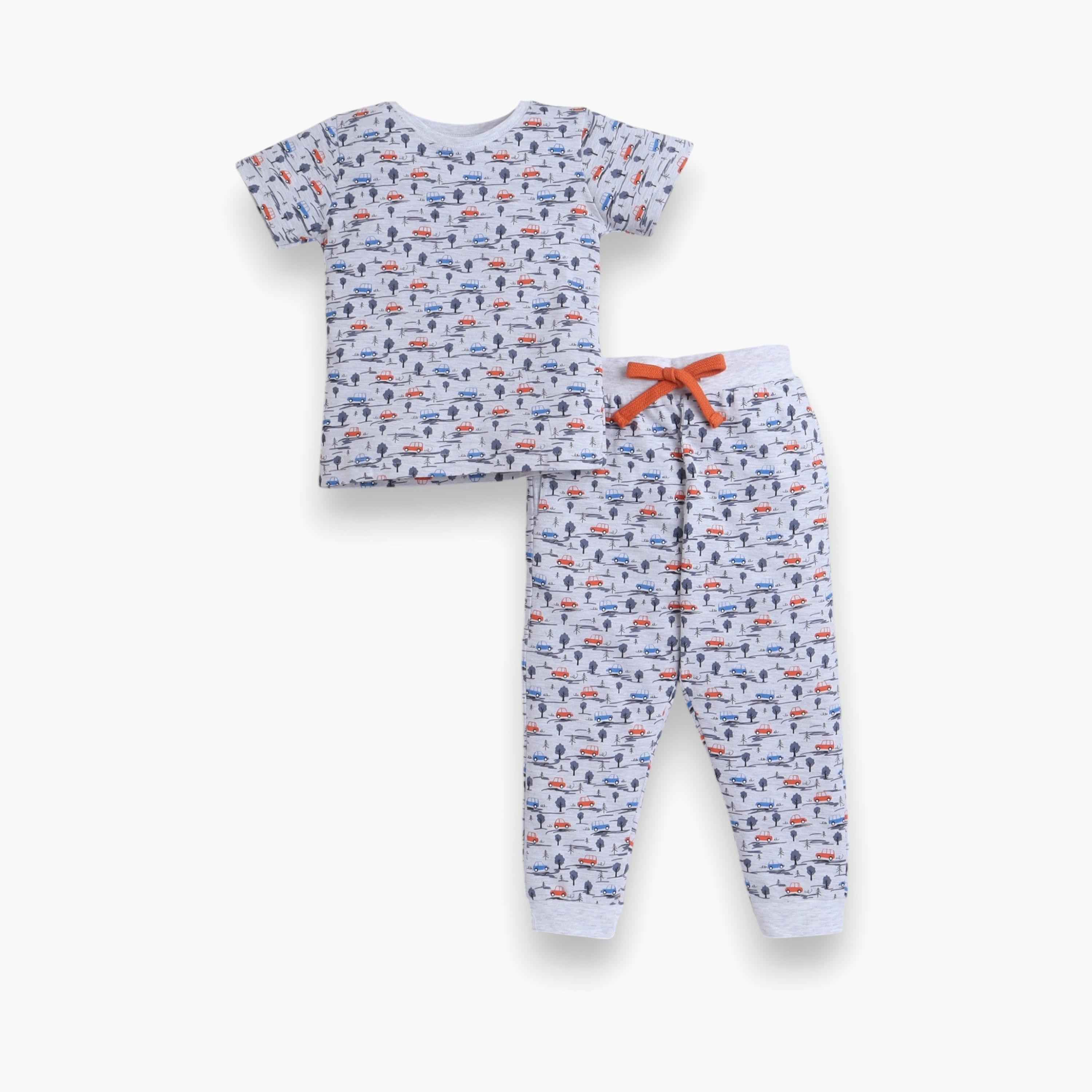 تي شيرت مطبوع بأكمام قصيرة مكون من قطعتين مع بنطال رياضي من فيكتور اند جين-boys-clothing-nightwear-image-1