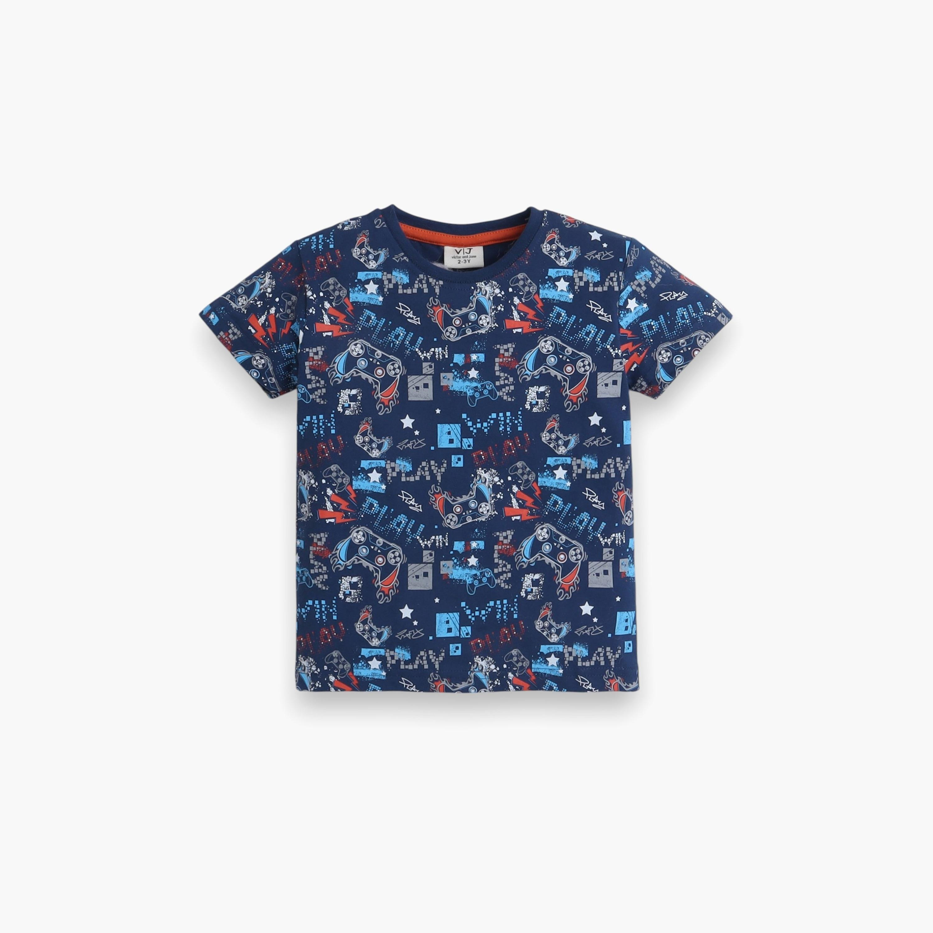 Victor and Jane 2-Piece Printed Short Sleeves T-Shirt with Joggers-boys-clothing-nightwear-image-3
