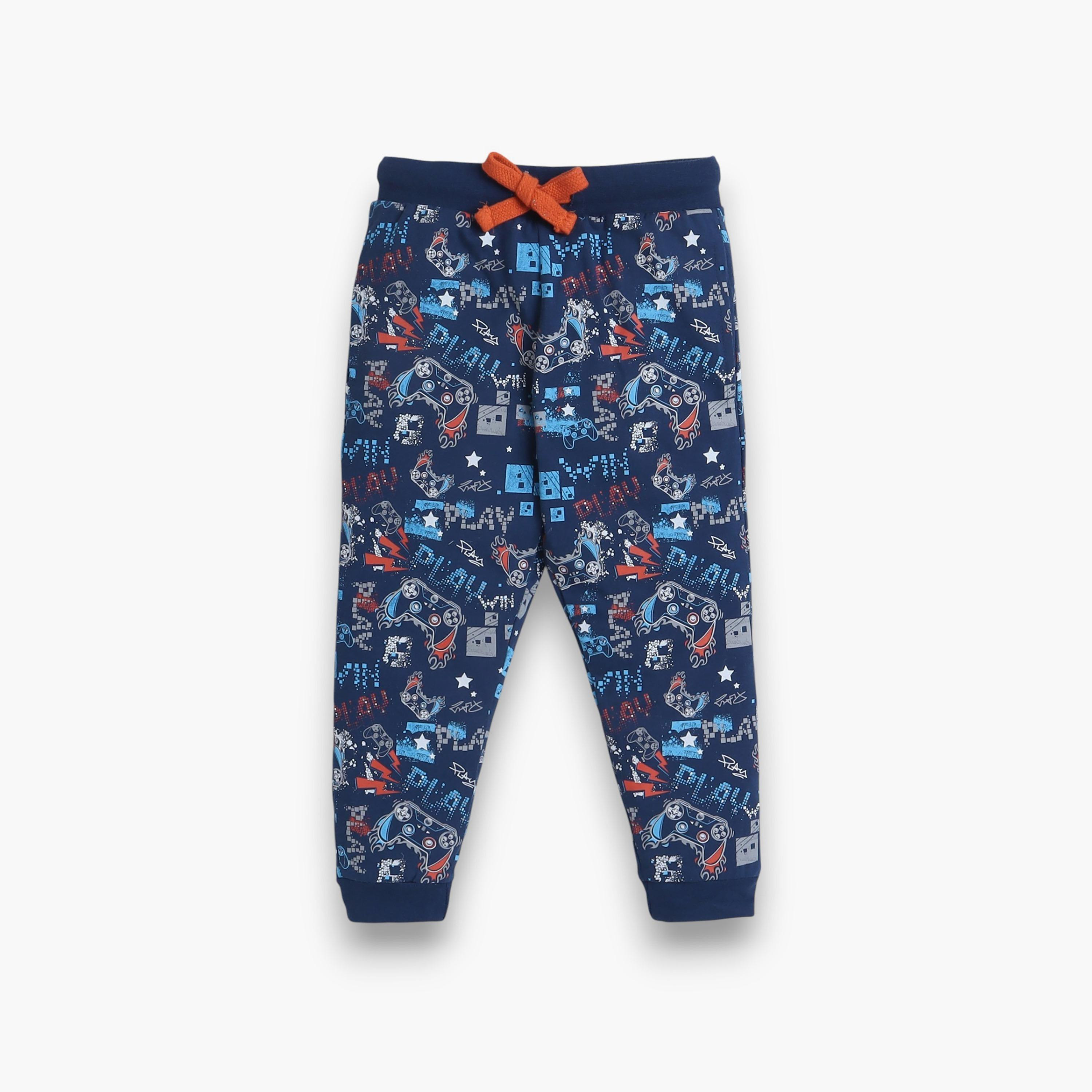 تي شيرت مطبوع بأكمام قصيرة مكون من قطعتين مع بنطال رياضي من فيكتور اند جين-boys-clothing-nightwear-image-4