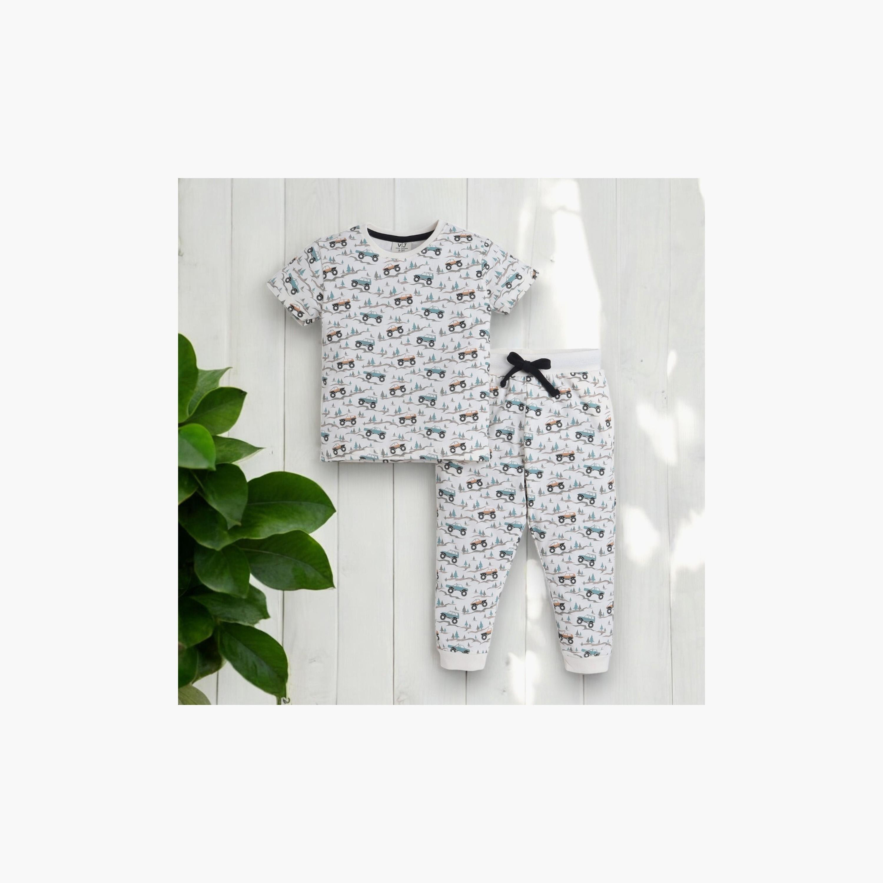 Victor and Jane 2-Piece Printed Short Sleeves T-Shirt with Joggers-boys-clothing-nightwear-image-4